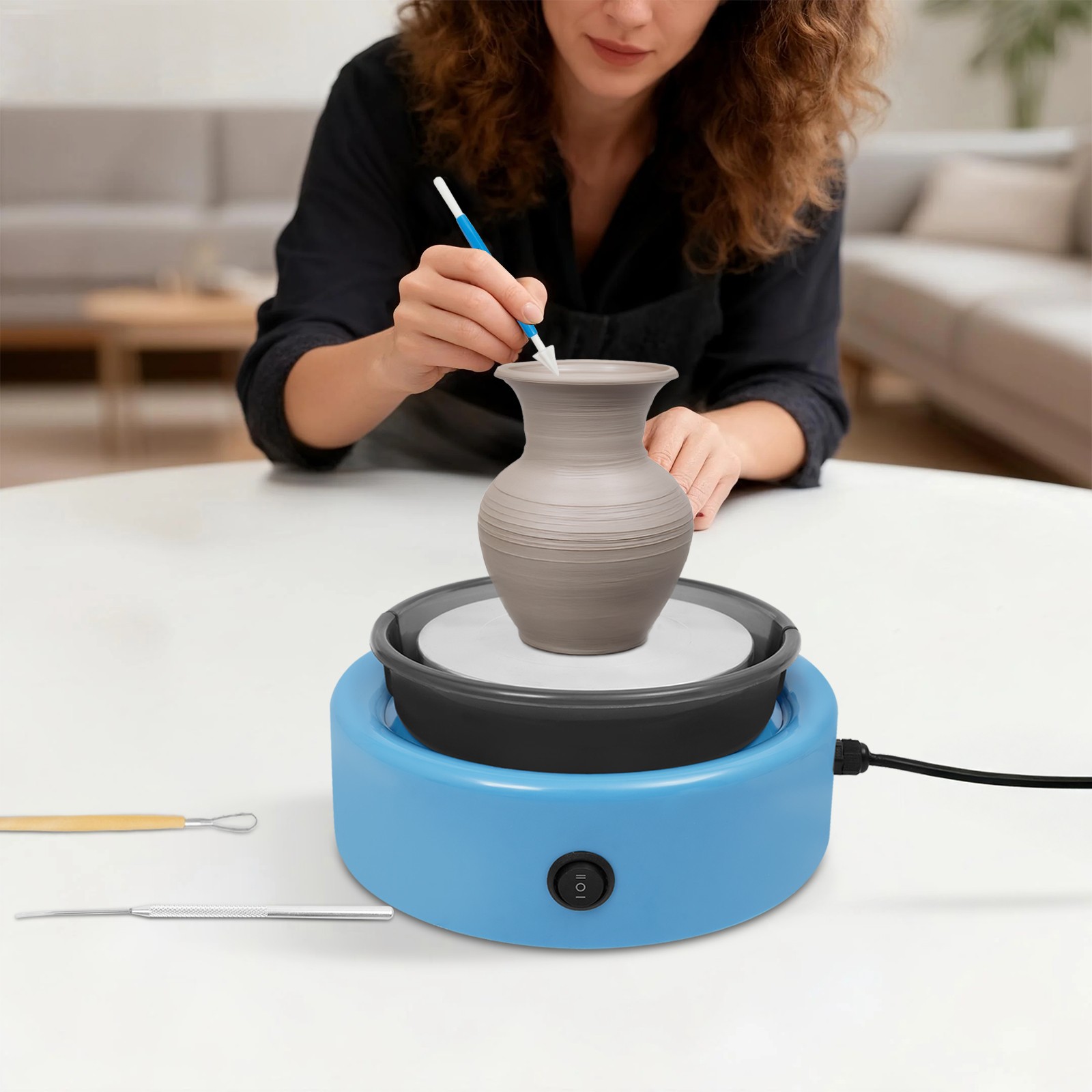 Mini Pottery Wheel Machine for Beginners Adult, Adjustable Speed Pottery Machine