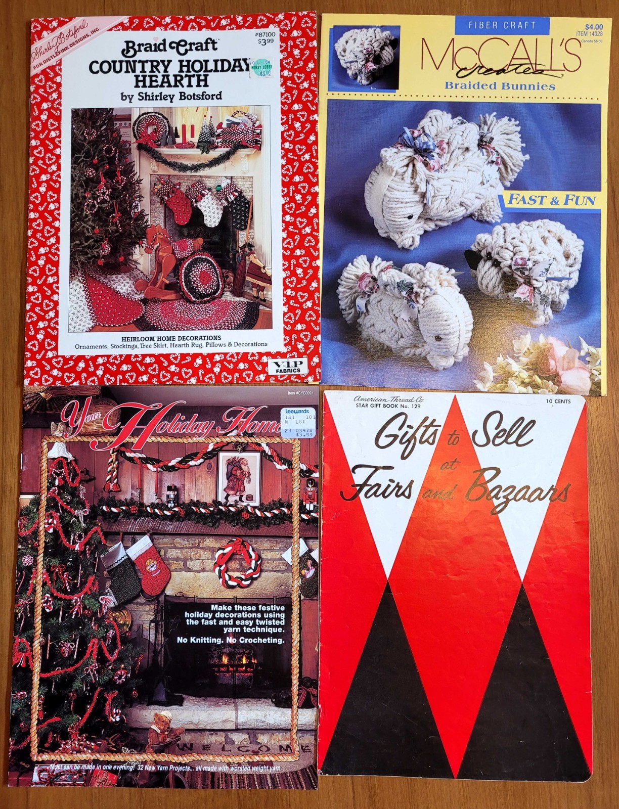 Lot of 4 Vintage Craft Leaflets Braid Twisted Yarn Patterns *n*