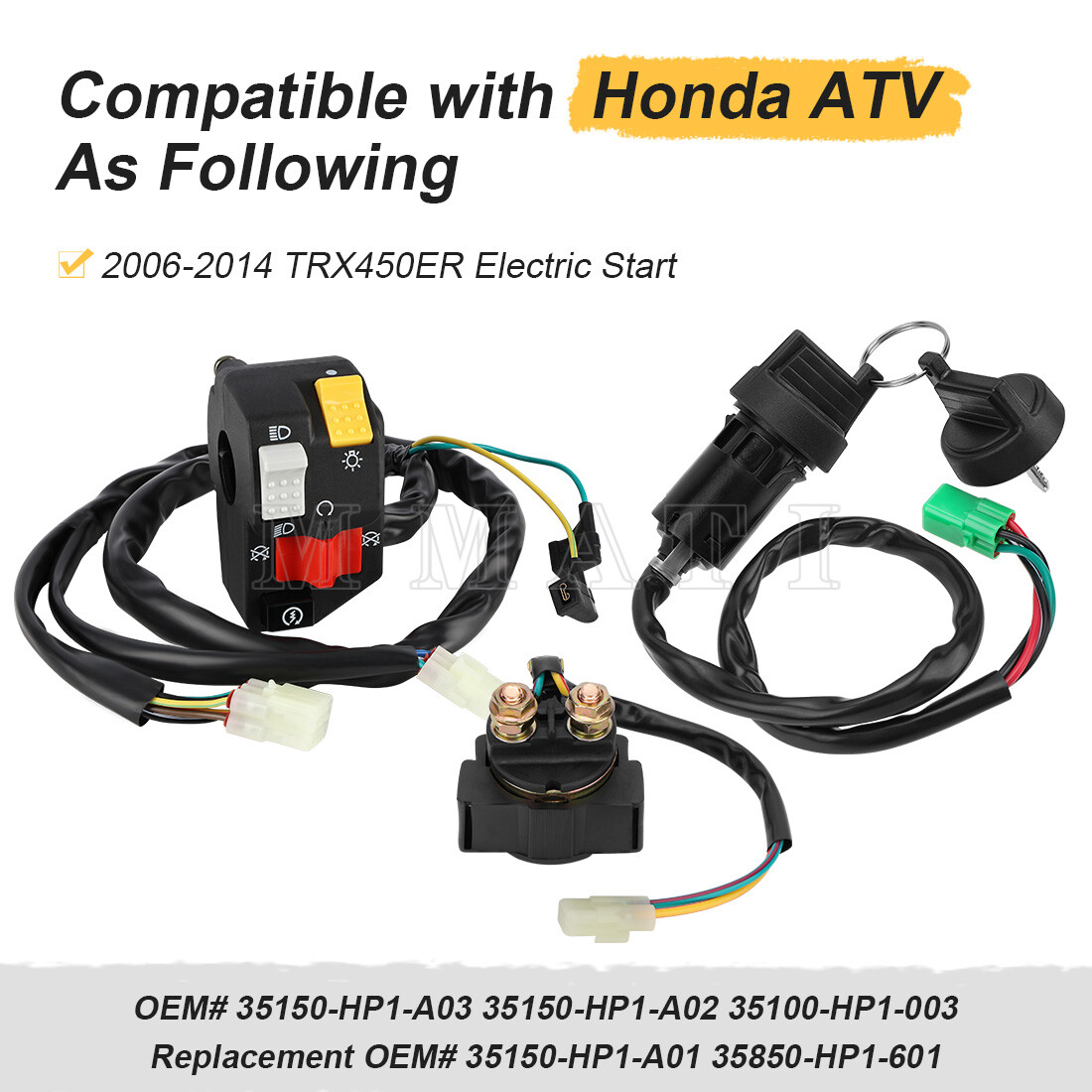 Handlebar Ignition Key Switch w/Starter Relay for Honda TRX450ER 2006-2014