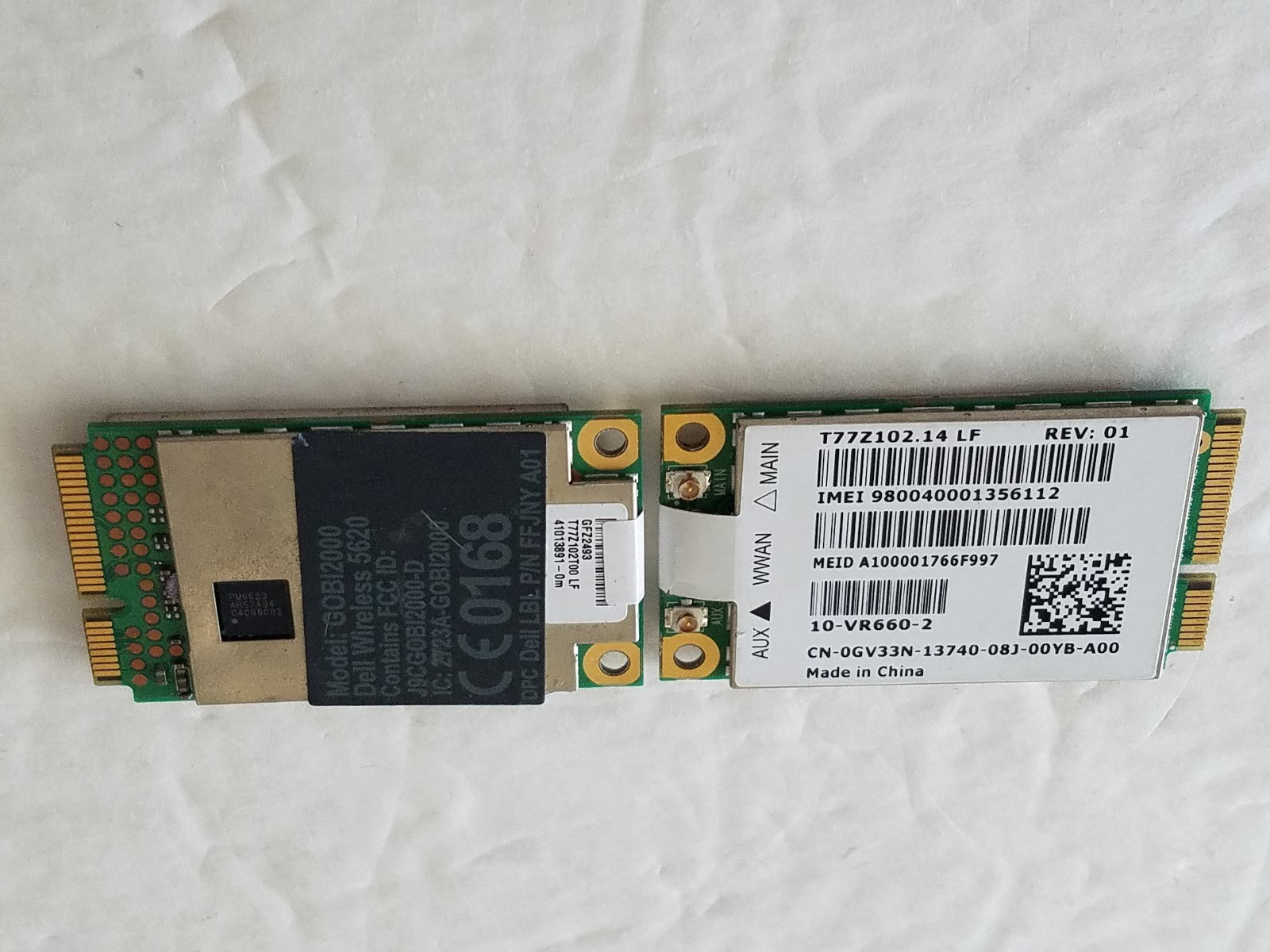 Ref - VR660 Dell 5620 Laptop WCDMA ATT GPRS 2G 3G WWAN VR660 0GV33N Wireless