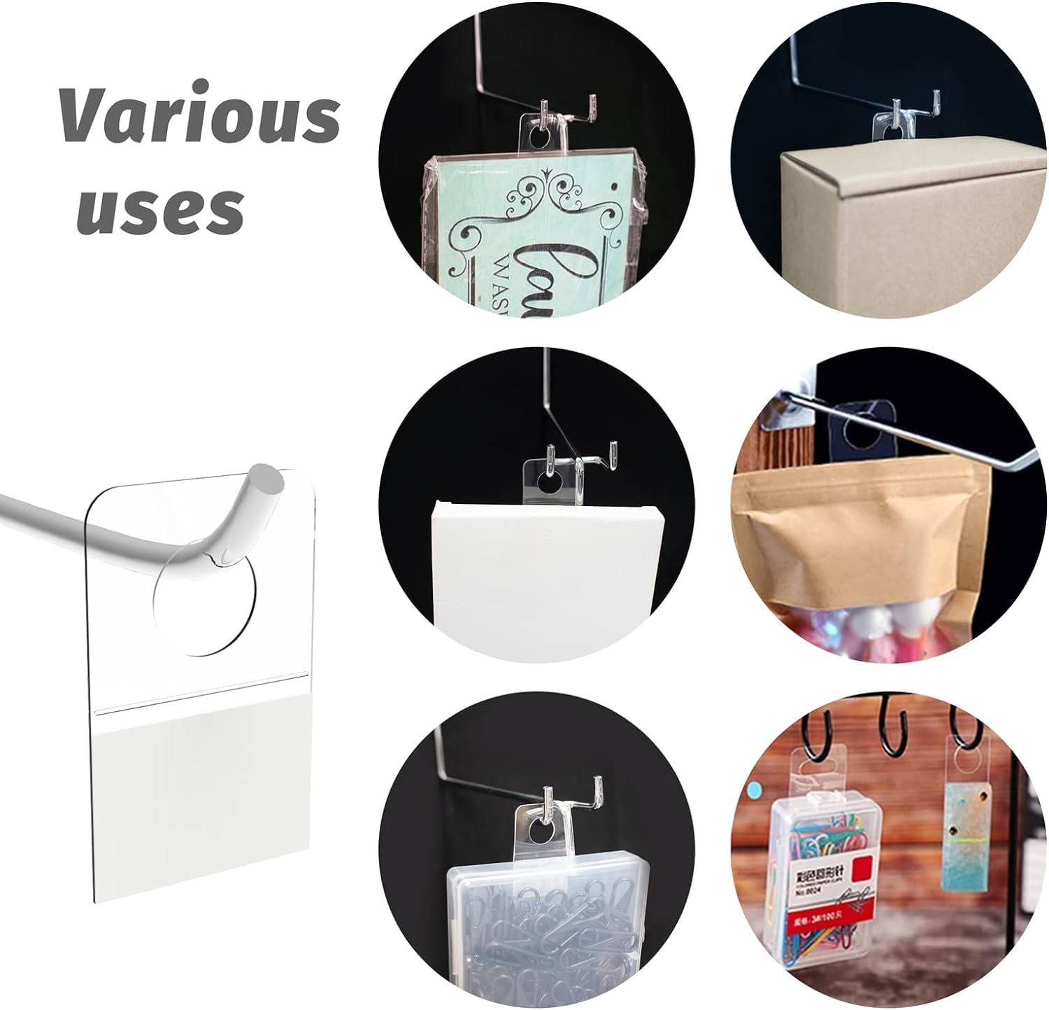 500pcs Self Adhesive Tabs Tags Hooks Clear Sticky Hang Tab Plastic Hangers fo