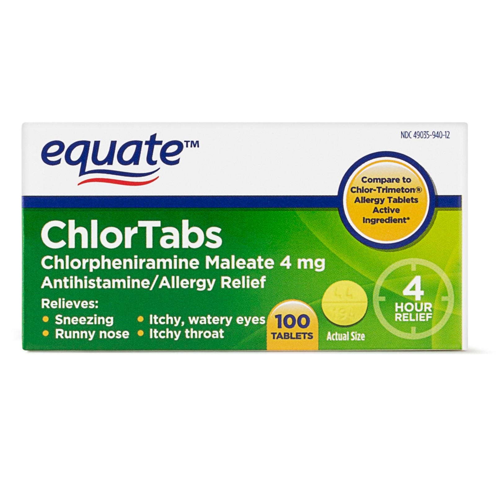 Equate: Chlortabs Tabletten Antihistamin (100 ct) 300 Count (Pack of 1)