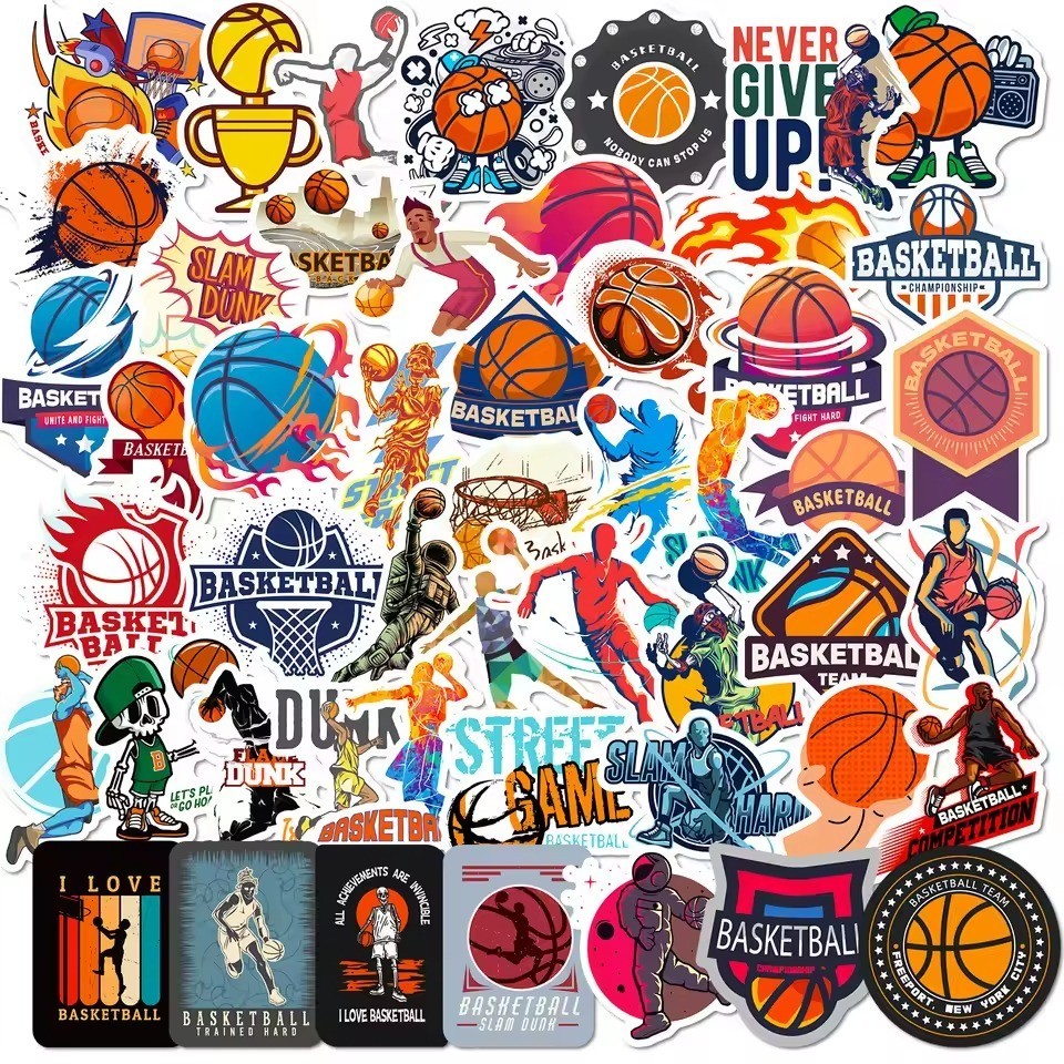 Basketball Stickers - Waterproof Vinyl Decals for Laptop, Water Bottle