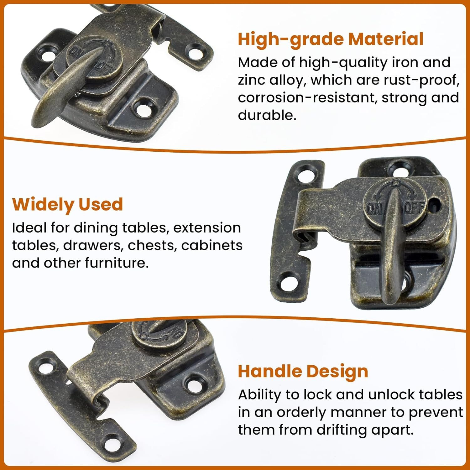 6 Sets Table Leaf Latch Lock Hardware Heavy Duty Dinging Training Foldable Table