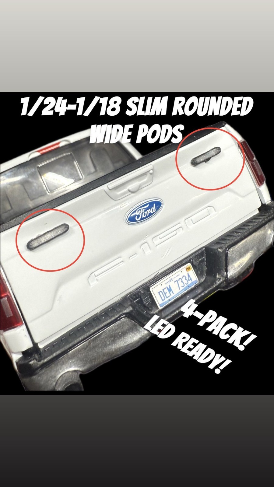1/24 1/18 *WIDE* LED READY SLIM STYLE SINGLE LIGHT PODS POLICE MODEL CAR 4 PACK