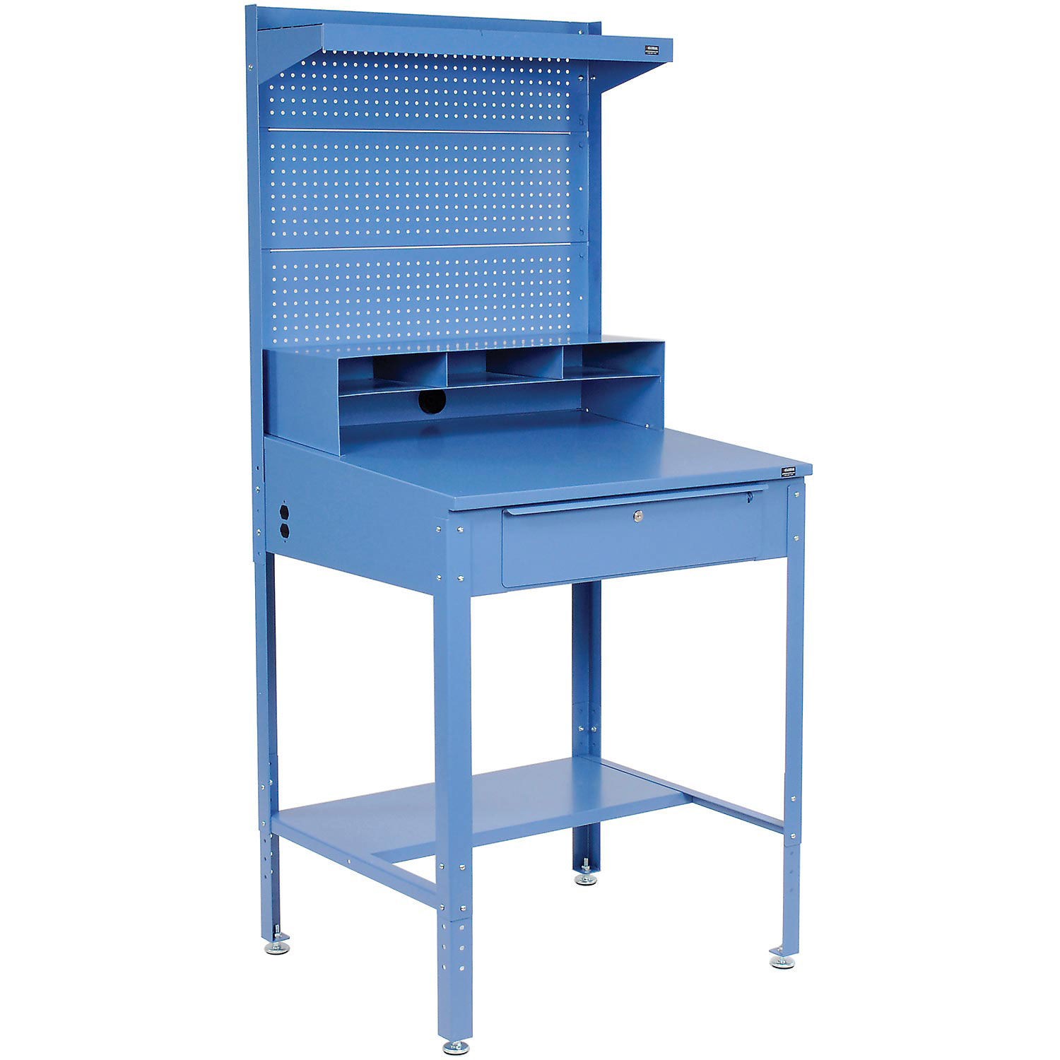 Shop Desk w/Pigeonhole Compartments Pegboard Riser w/Shelf 34-1/2"W x 30"D x38