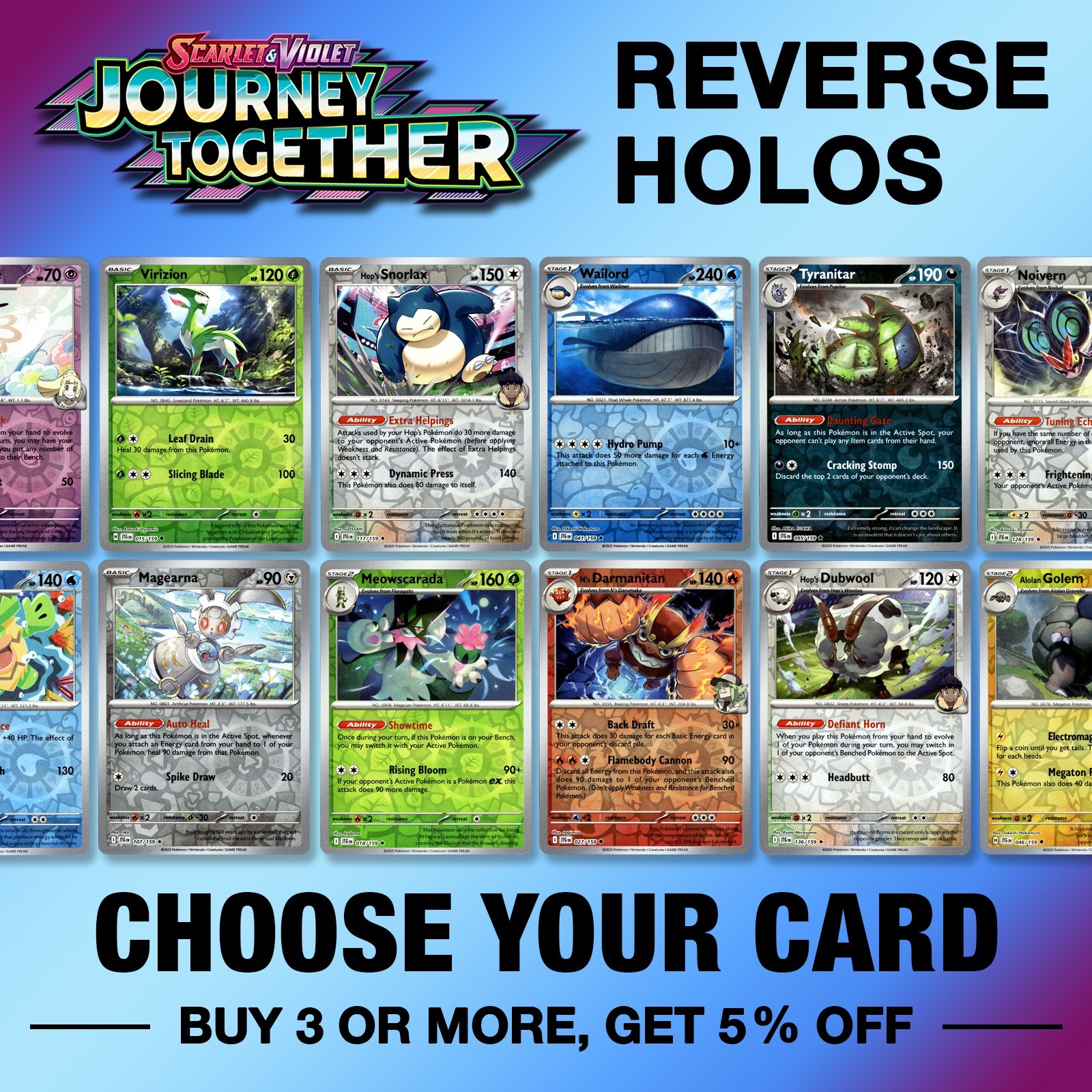 Journey Together Reverse Holos Choose Your Card Pokemon TCG NM Complete Your Set