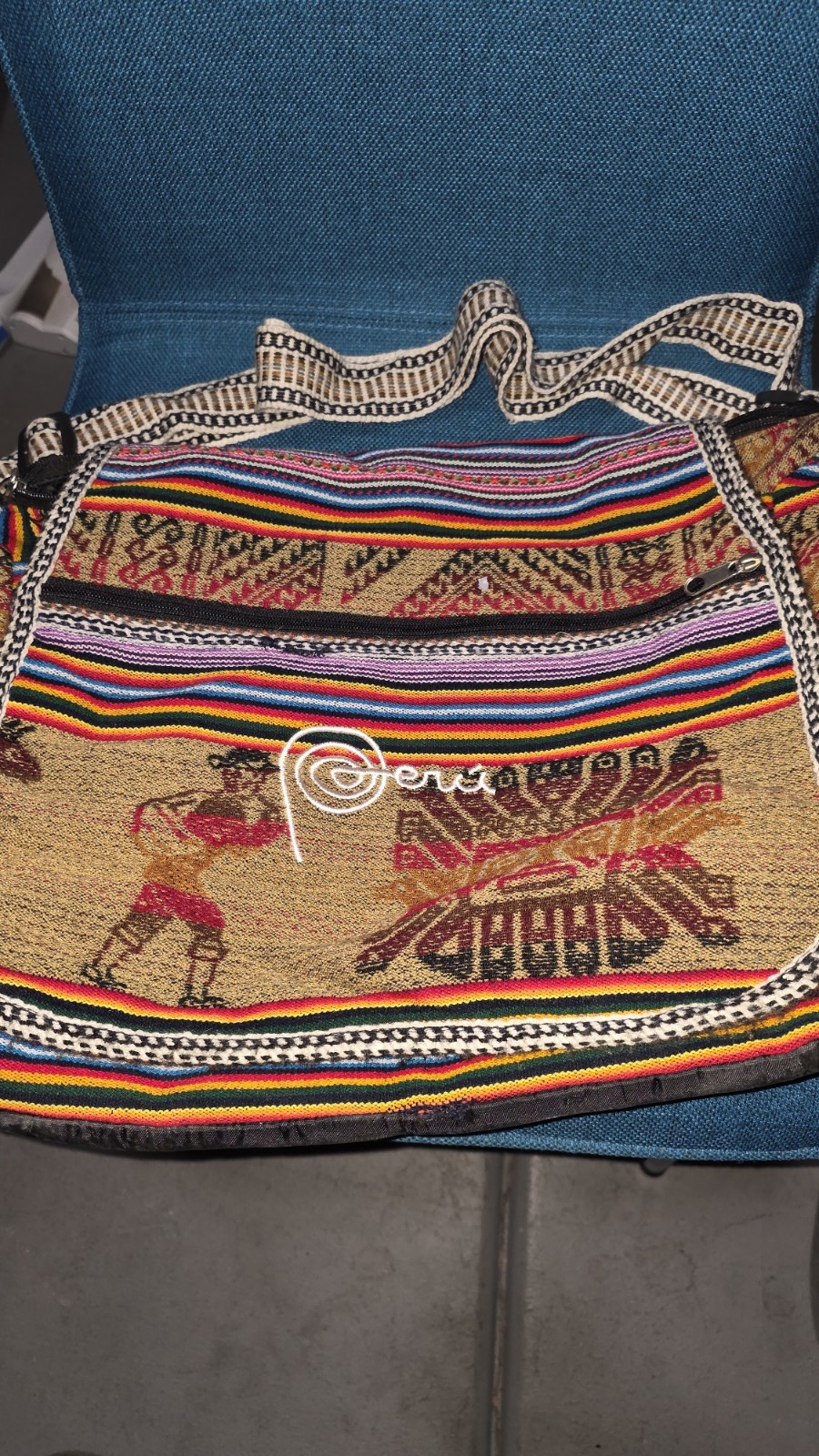 Handmade Peruvian Textile Shoulder Bag Multicolor Traditional Motif