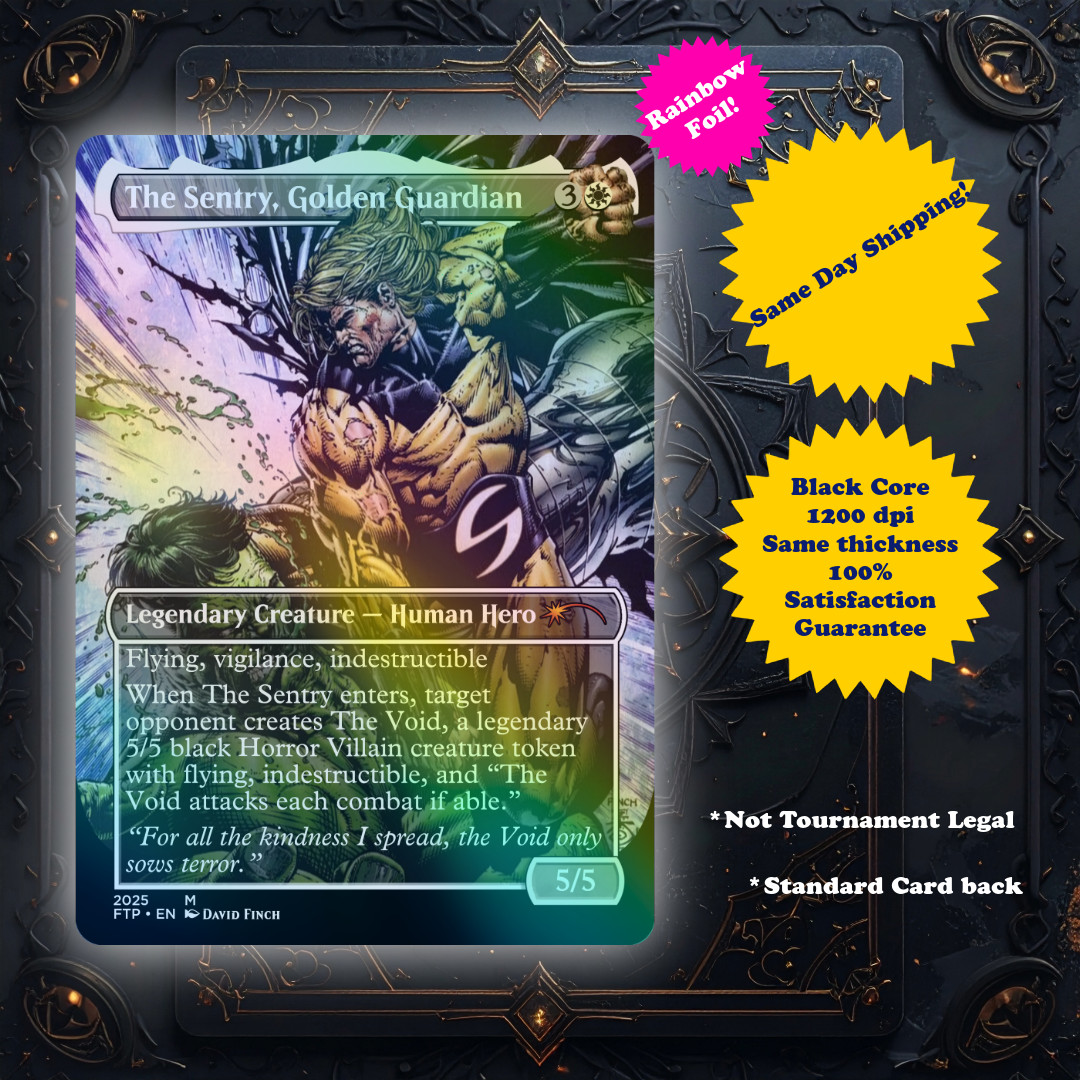 The Sentry, Golden Guardian - Foil Custom Art Playtest card for MTG - Commander