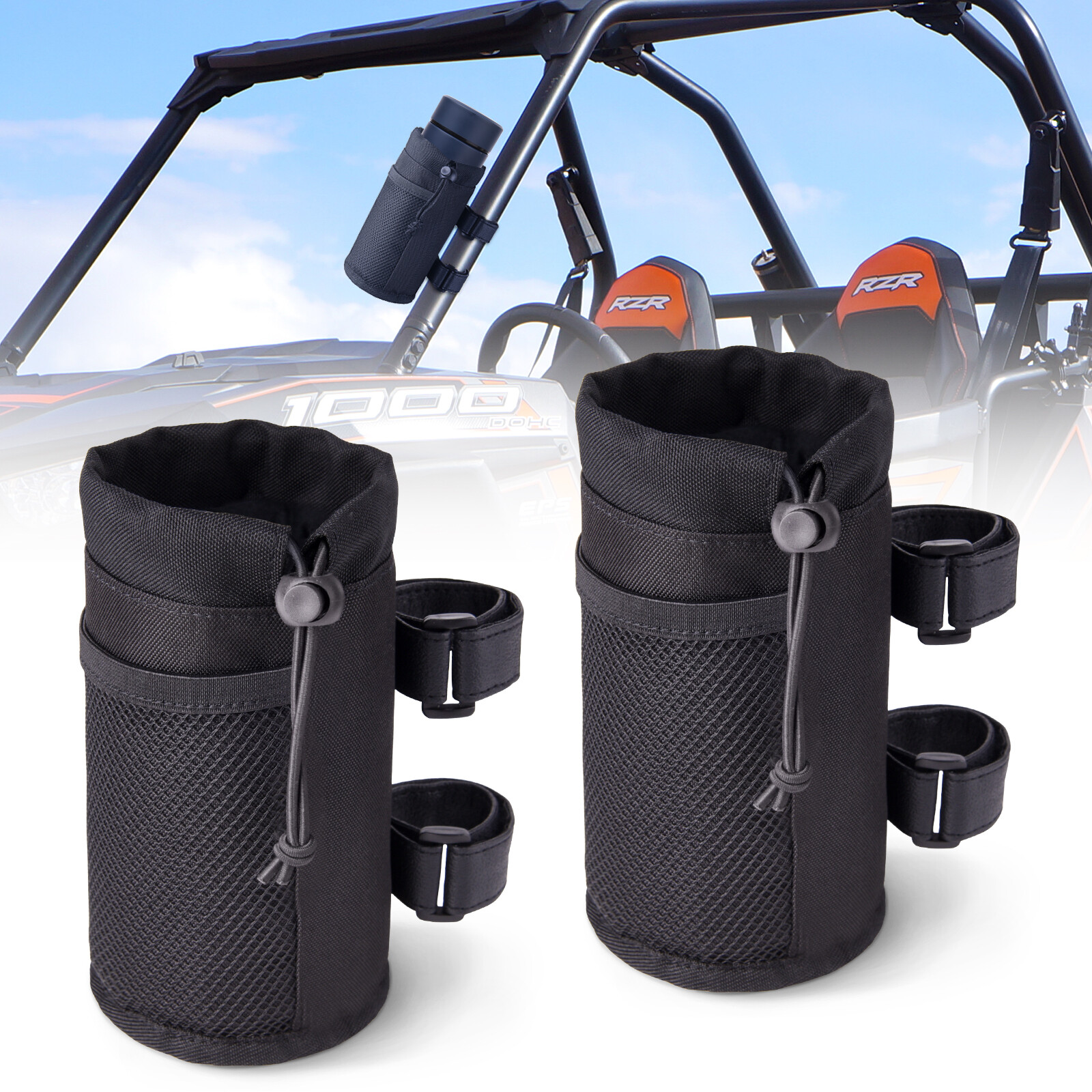 UTV Roll Bar Cup Holders Beverage 12-24oz Drink Holder for Polaris RZR ATV Bikes