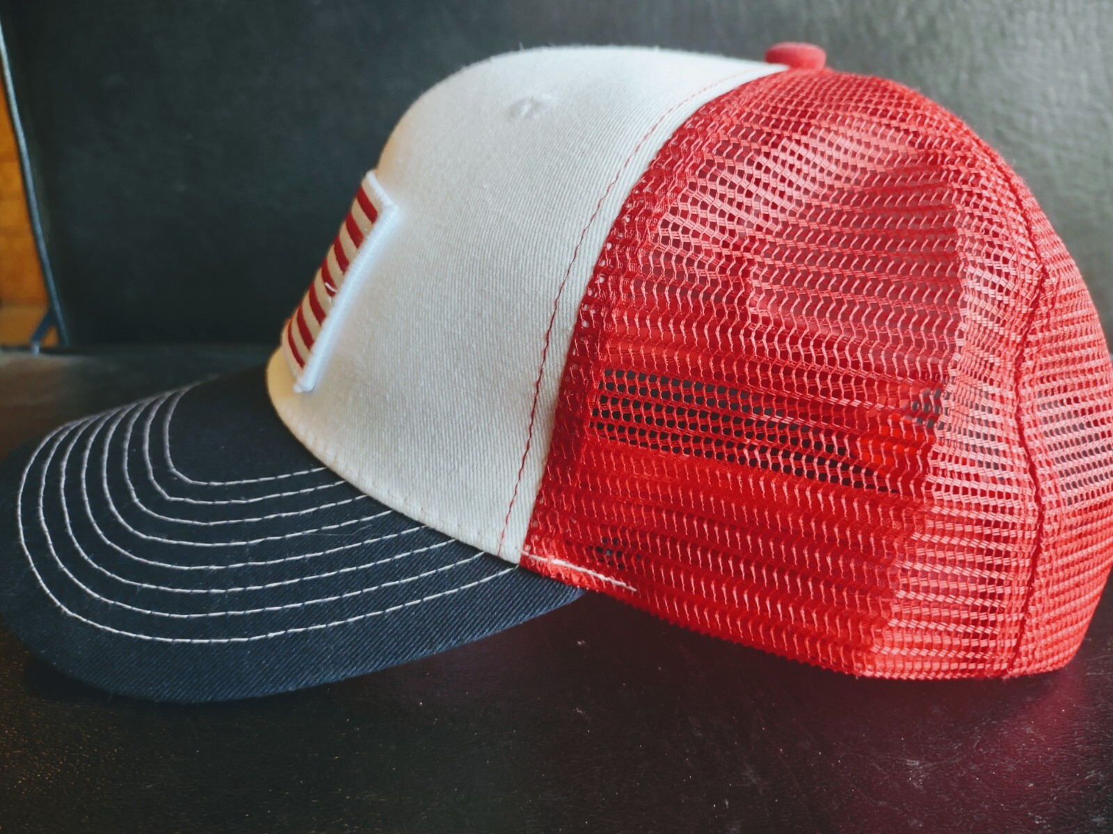 Men's BISON COOLERS Red White & Blue USA Flag Logo Hat adjustable 🦬🇺🇲
