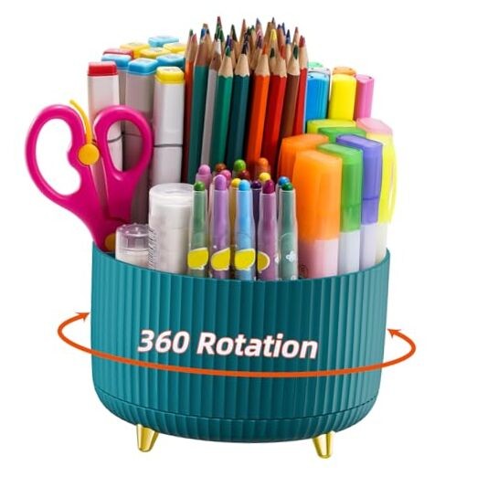 Desk Organizer, 360-Degree Rotating Pen Holder, Desk Organizers and Green