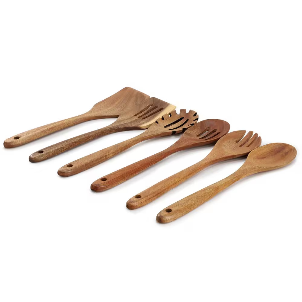 6 Piece Acacia Wood Kitchen Utensil Set