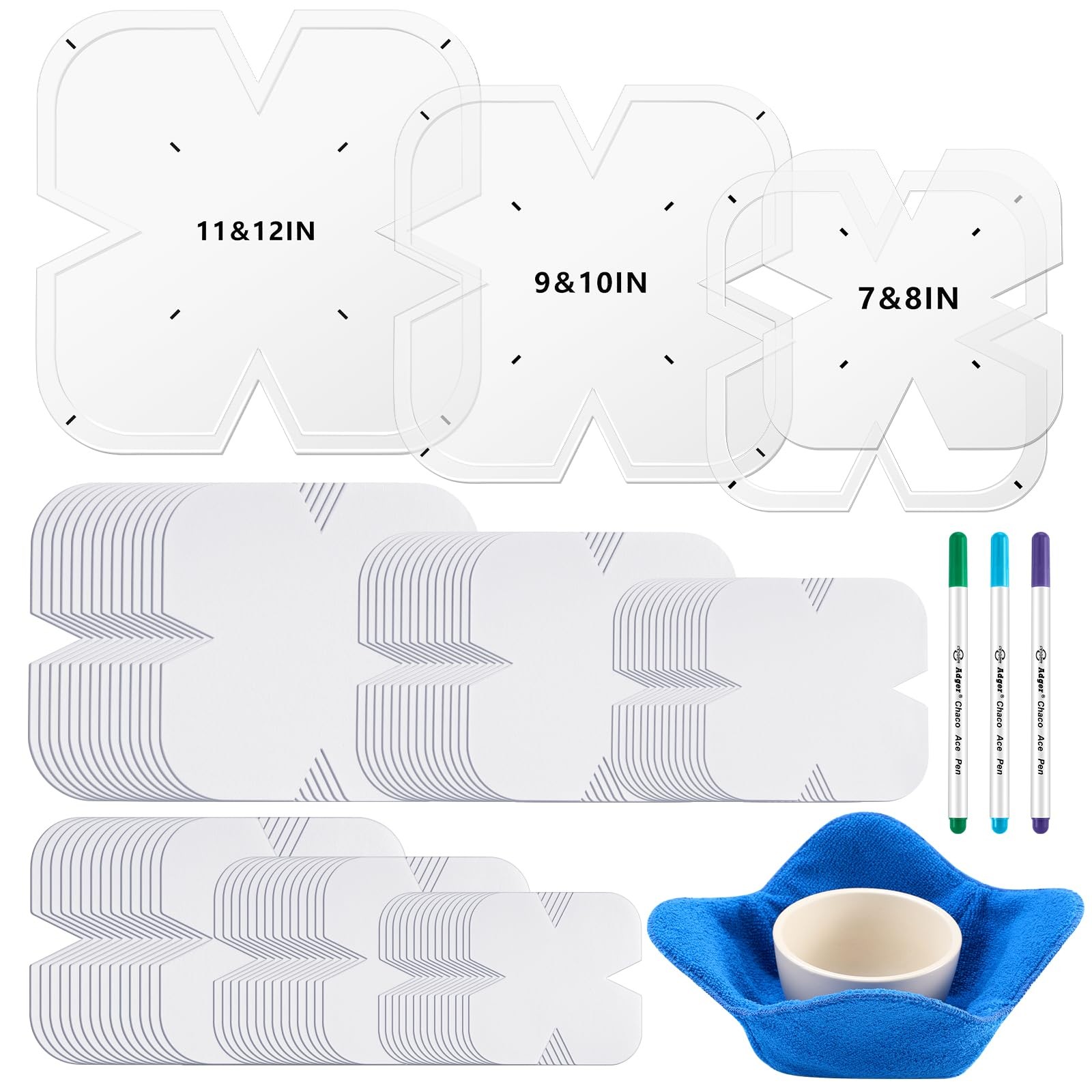 42 Pcs Bowl Cozy Template Set, 7/8/9/10/11/12 Inch Acrylic Bowl Wrap Sewing T...