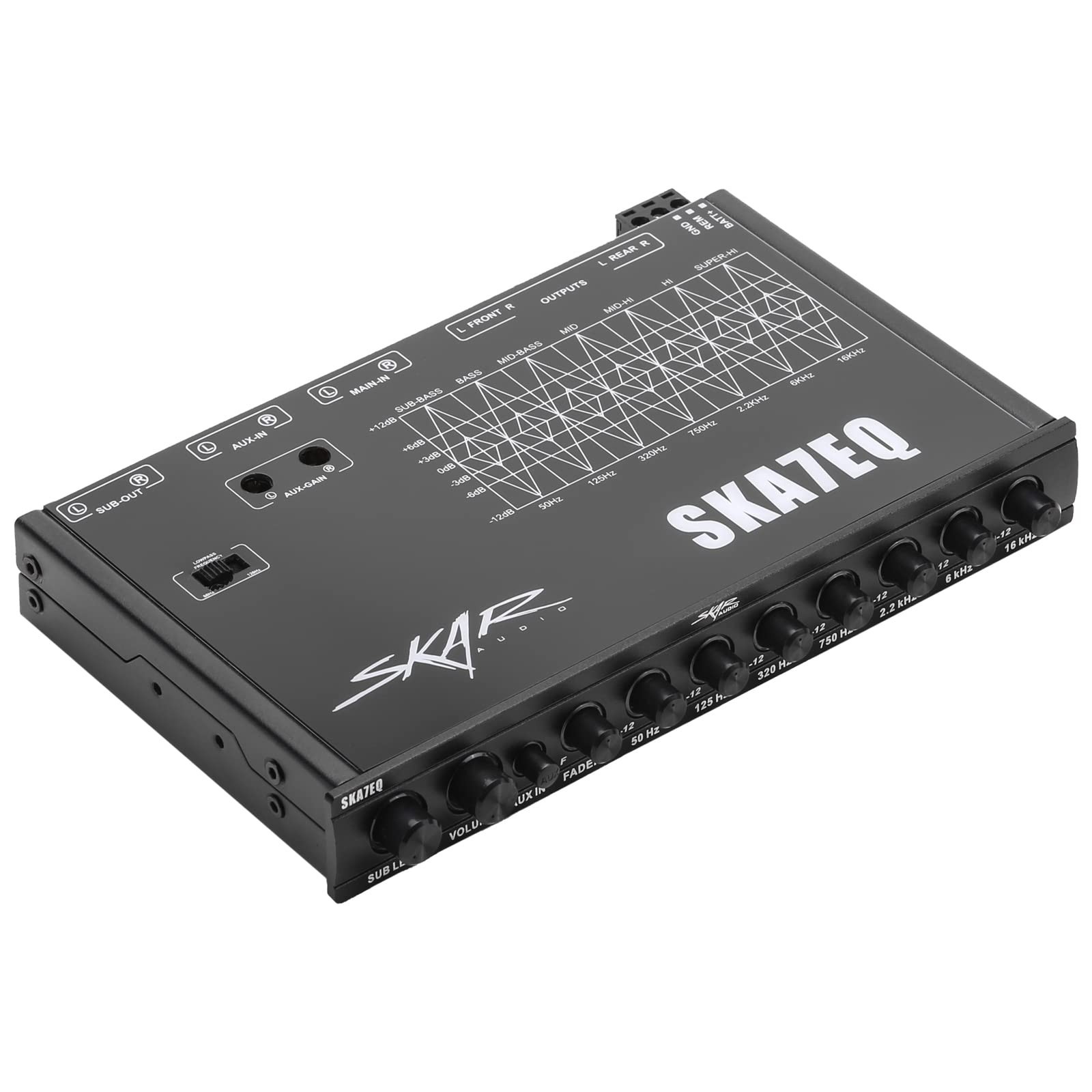 7-Band Car Audio Graphic Equalizer - 1/2 DIN Pre-Amp, Aux Input, High Voltage RC