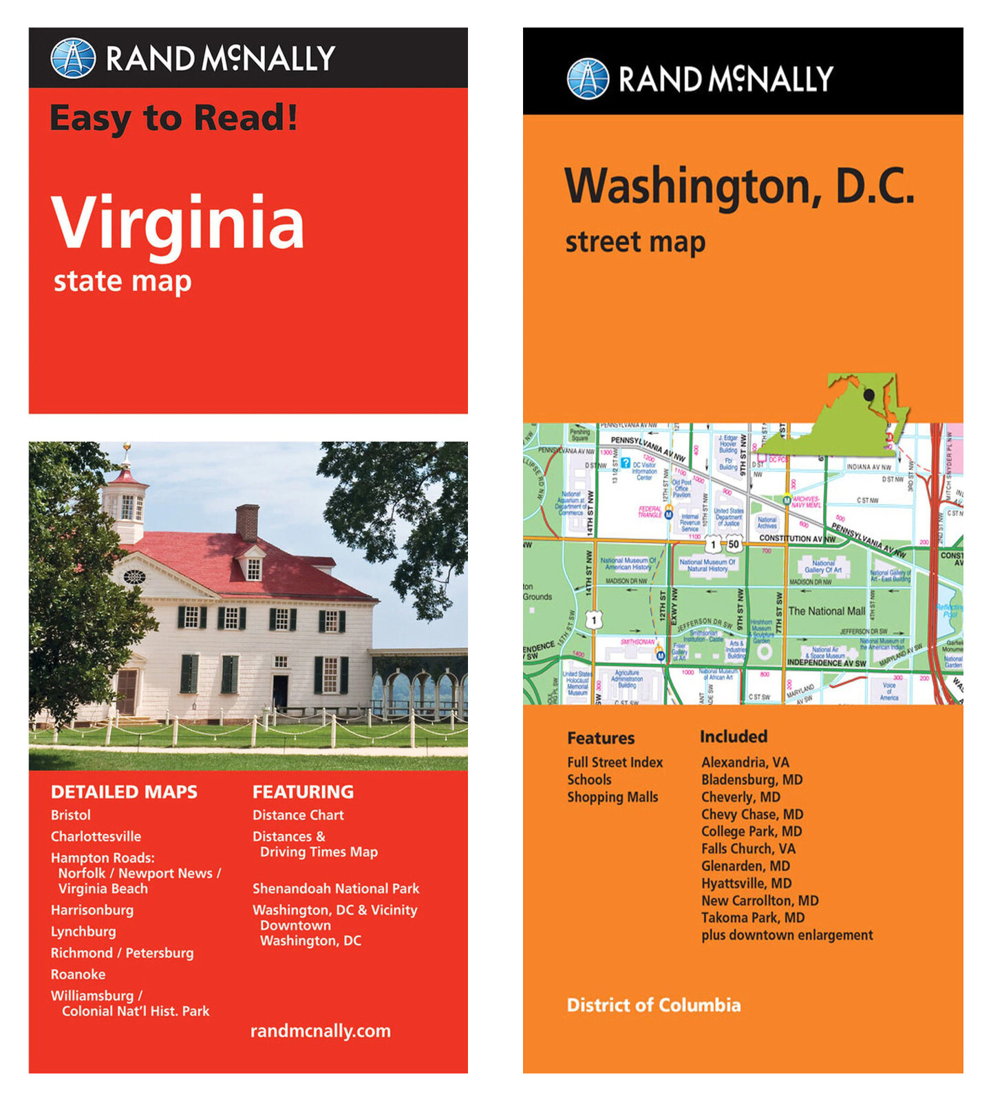 Rand McNally State Maps: Virginia and Washington, D.C. (2 Maps)