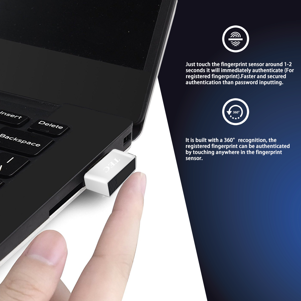 Type-C Security Mini Fingerprint Reader for Windows 10 Hello 360° Touch TE-FPA-C