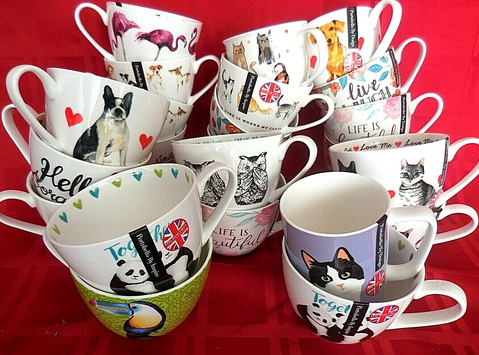 English Portobello by Design Bone China Animal Love Coffee Mug / Cup, YOU PICK 1