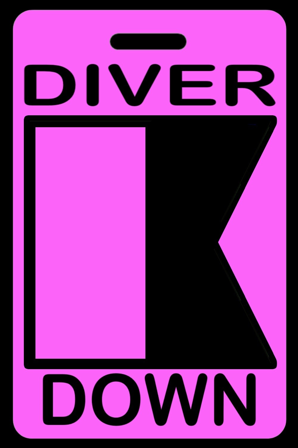 Hi-Viz Pink Personalized "Diver Down" Alpha Flag Luggage/Gear Bag Tag