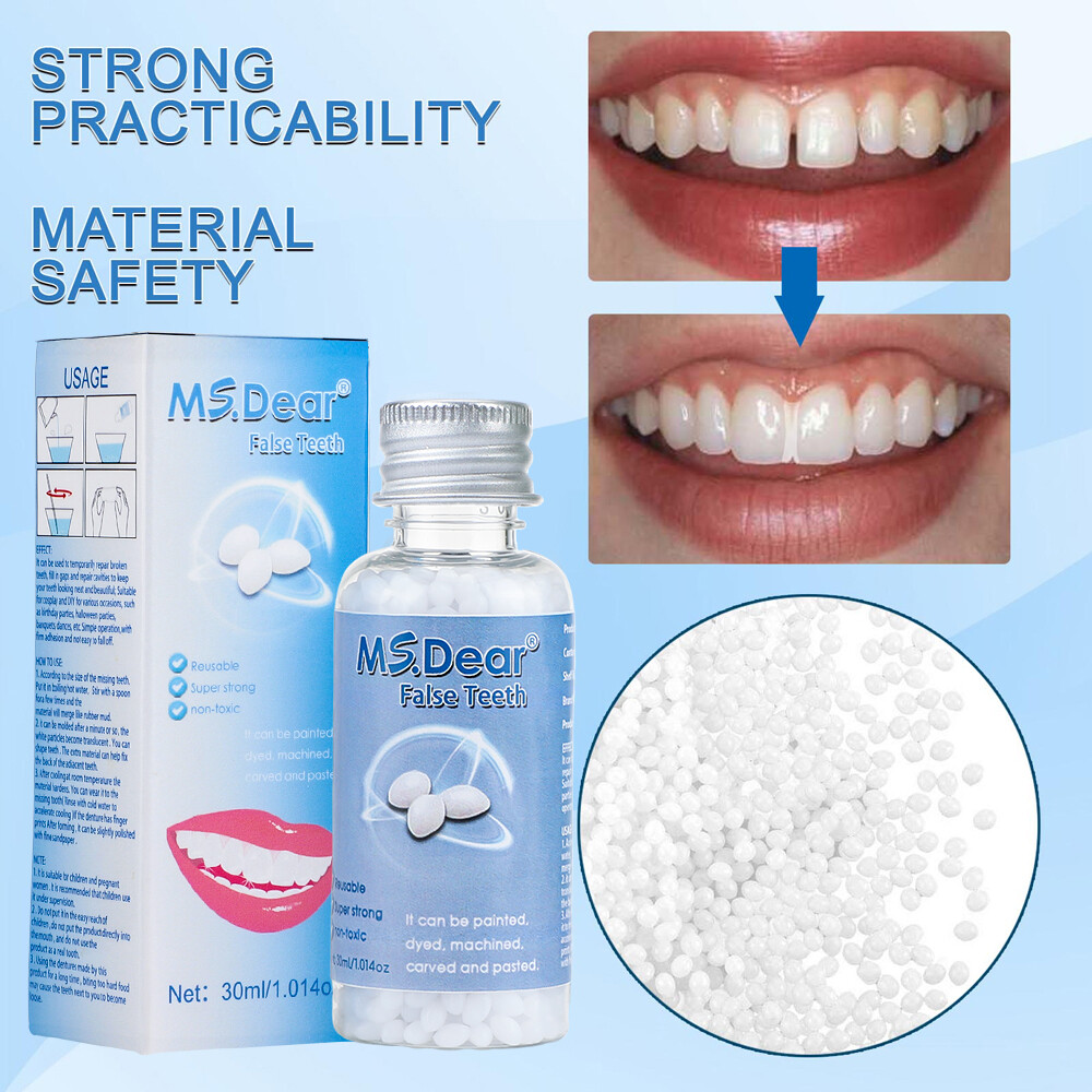 Tooth Solid Gel Temporary Repair Kit Moldable Thermal Fitting Bead Teeth 30ml