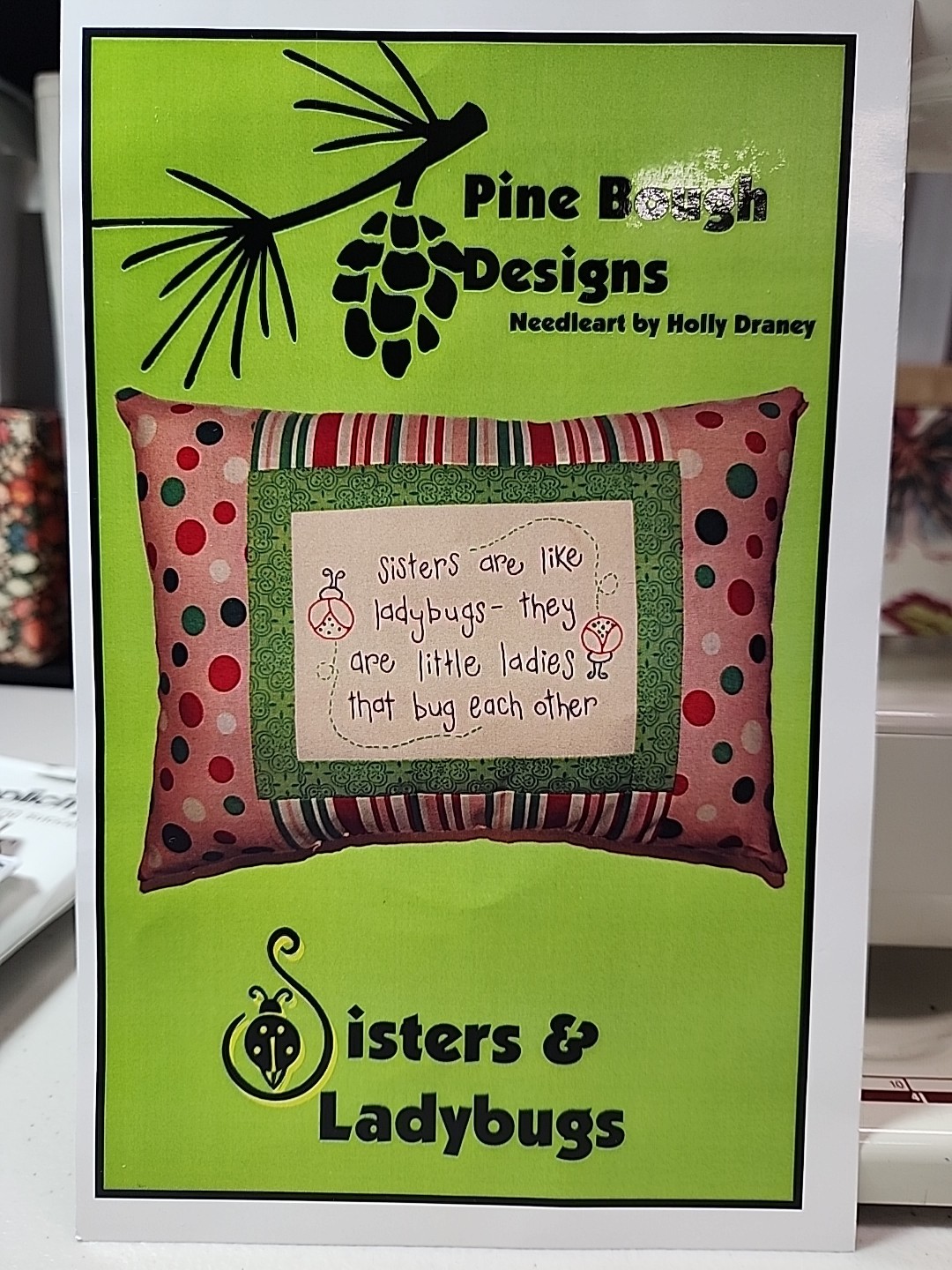 Sisters & Ladybugs Needleart-Hand Embroidery Pillow