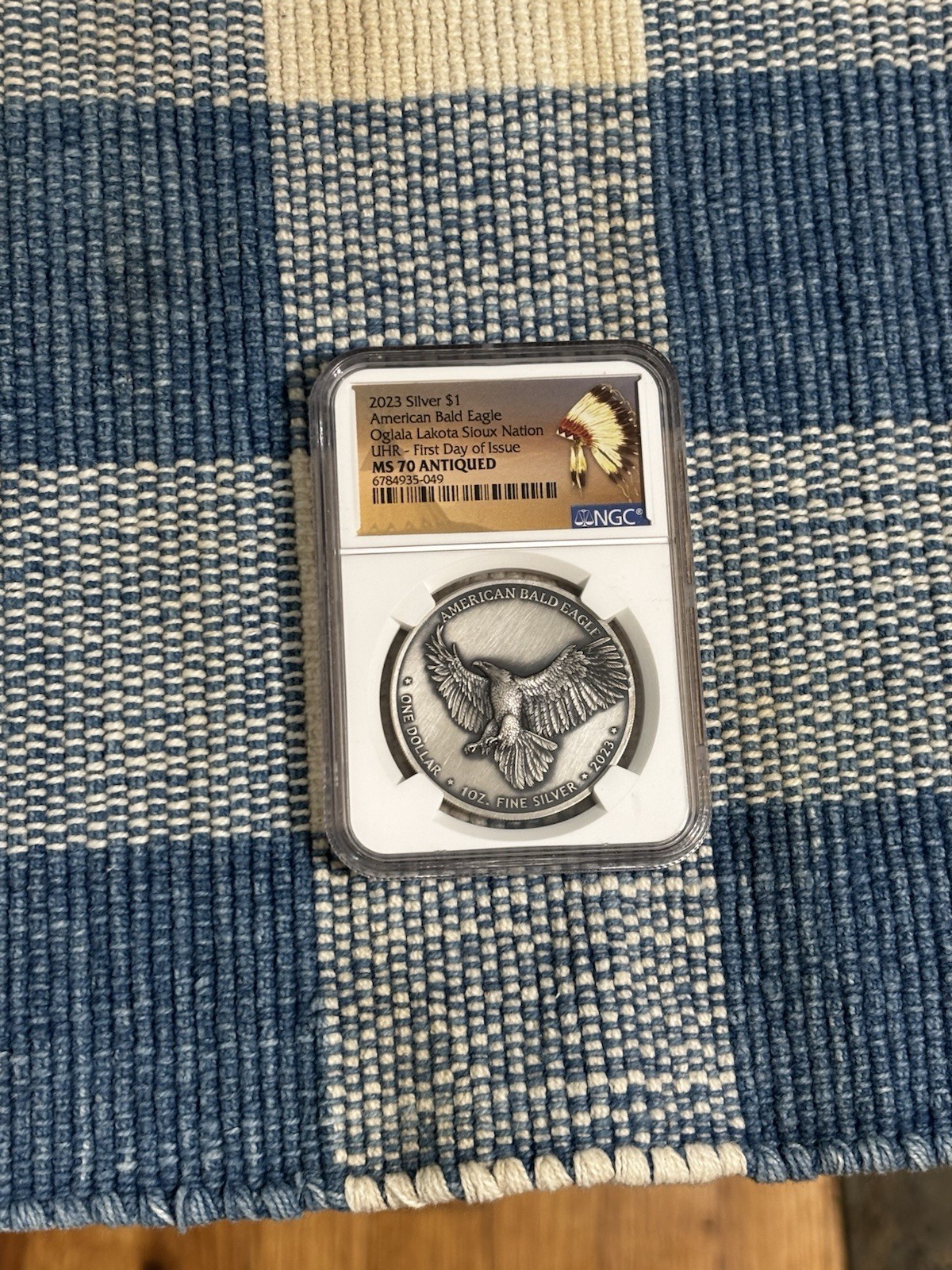 2023 SILVER AMERICAN BALD EAGLE NATIVE AMERICAN OGLALA LAKOTA SIOUX NATION. MS70