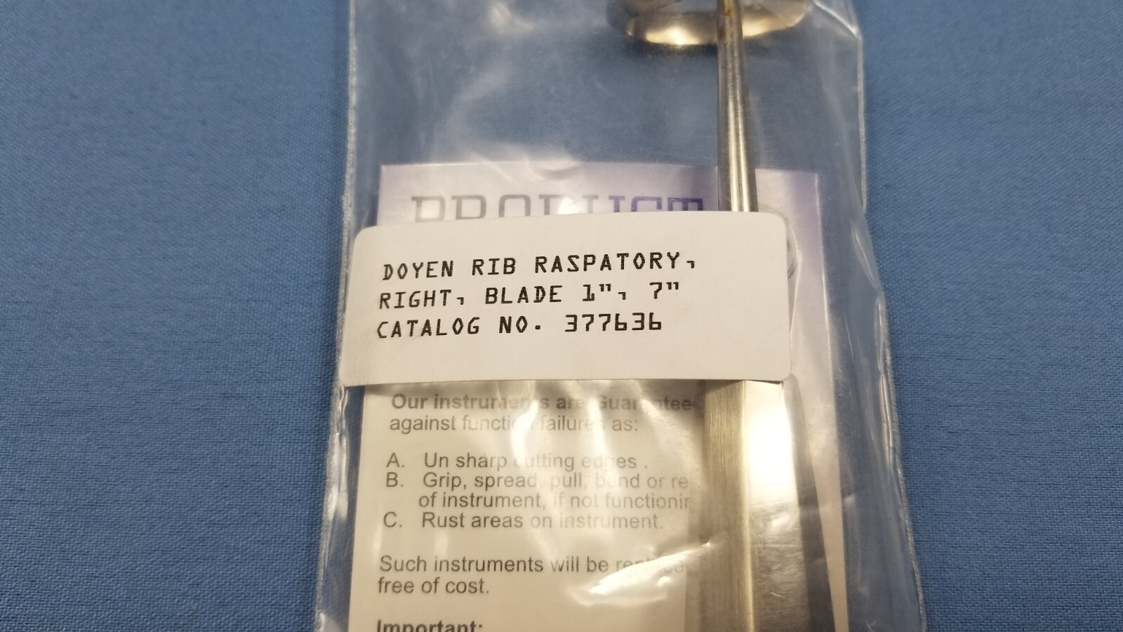 German Stainless Steel Doyen Rib Raspatory 377636