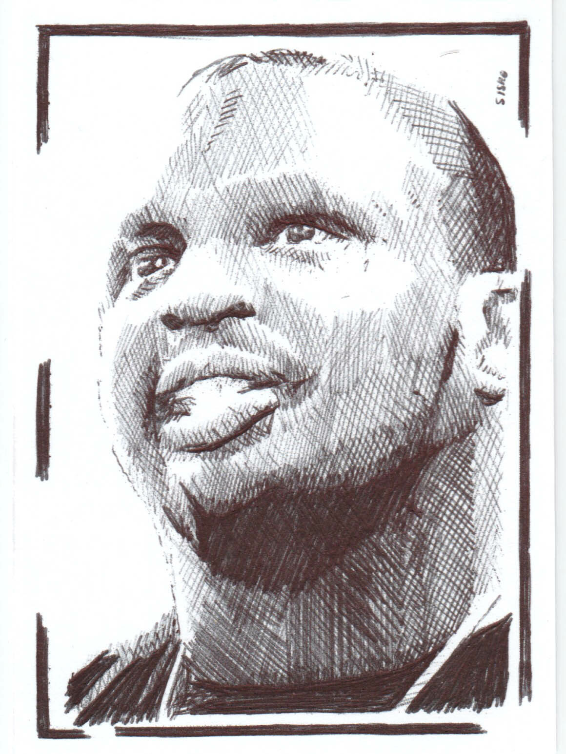 ACEO Art Sketch Card Boxer Boxing British Dillian Whyte (ink) A