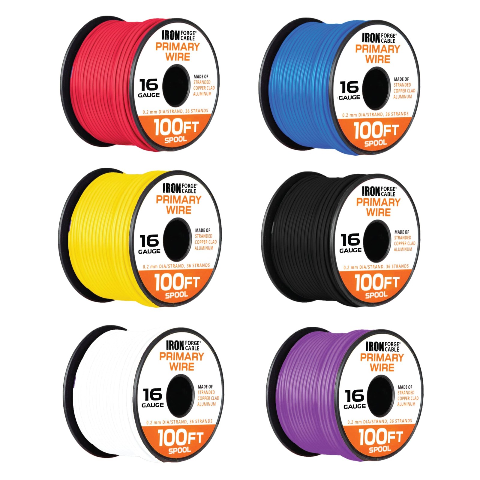 Iron Forge Cable 600 ft 16 Gauge Primary 100 per roll, Set of 6 - 100 Foot