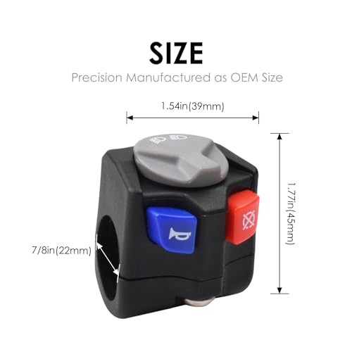 7/8" Motorcycle Handlebar Left Horn Switch High Low Beam Kill Switch Engine