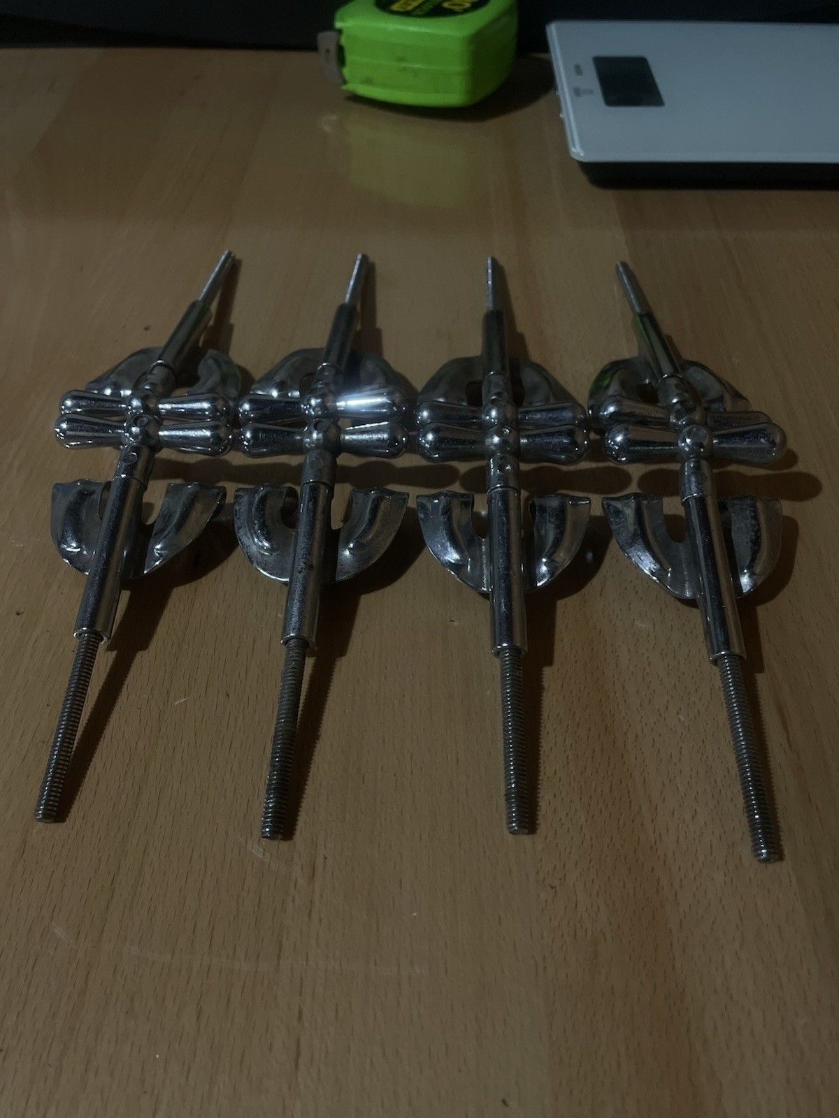 50s/60s Rogers Bow Tie Bass Drum Rod & Claw Set Of 8 Covington USA Original Part