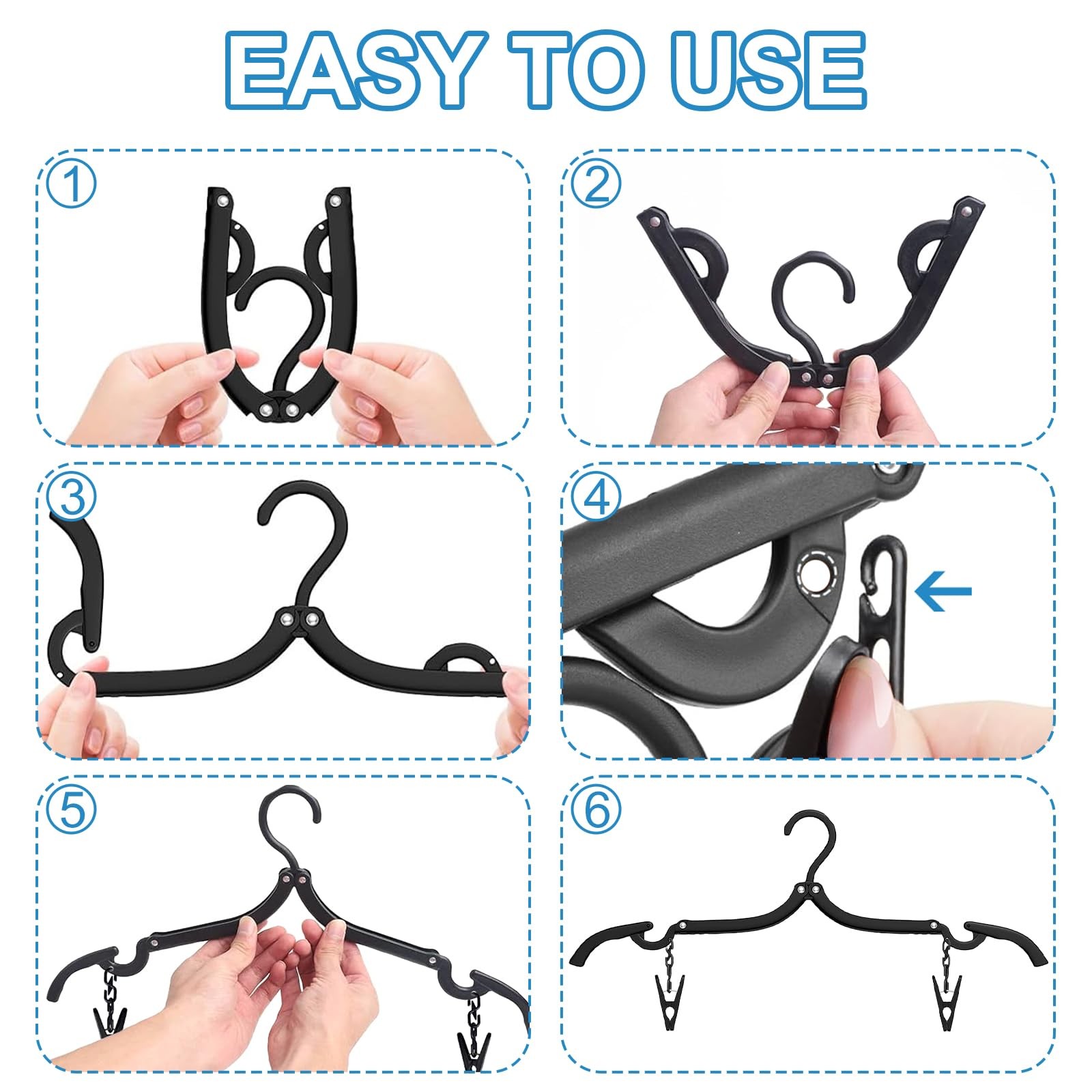 30 Pack Foldable Travel Hangers with 20 Clips - Cruise Essentials 2025 Lightw...