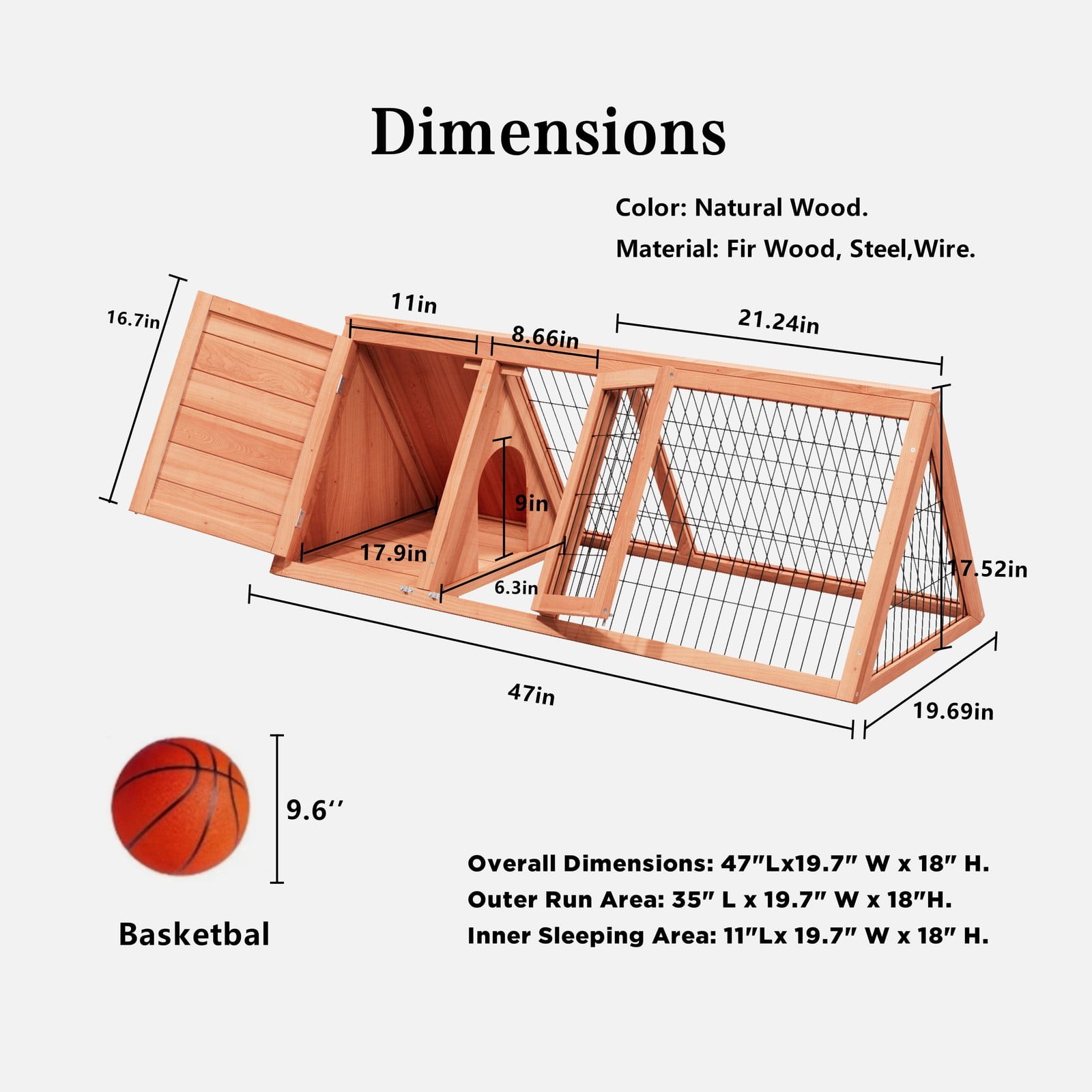 Rabbit Hutch Small Chicken Coop Wooden Pet House Bunny Cage for Small Animals