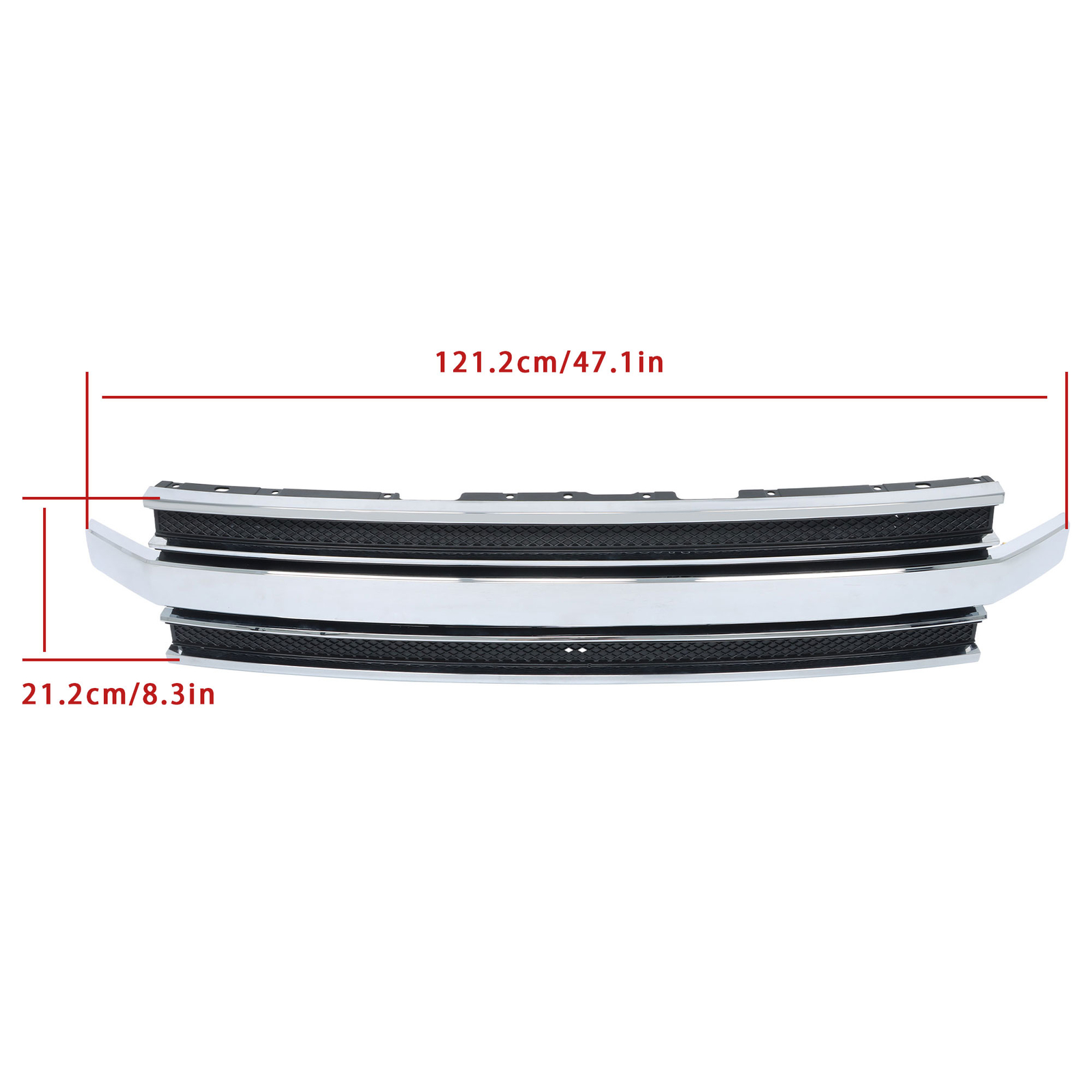 Front Upper Bumper Grille With Chrome Trim Plastic For 2013-2019 Ford Flex
