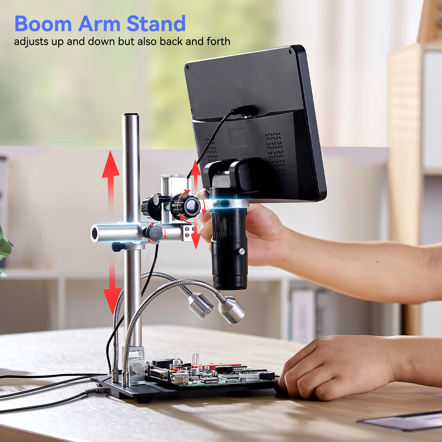 TOMLOV 10" Digital Microscope 2000x Soldering Microscop Flexibable Arm Stand