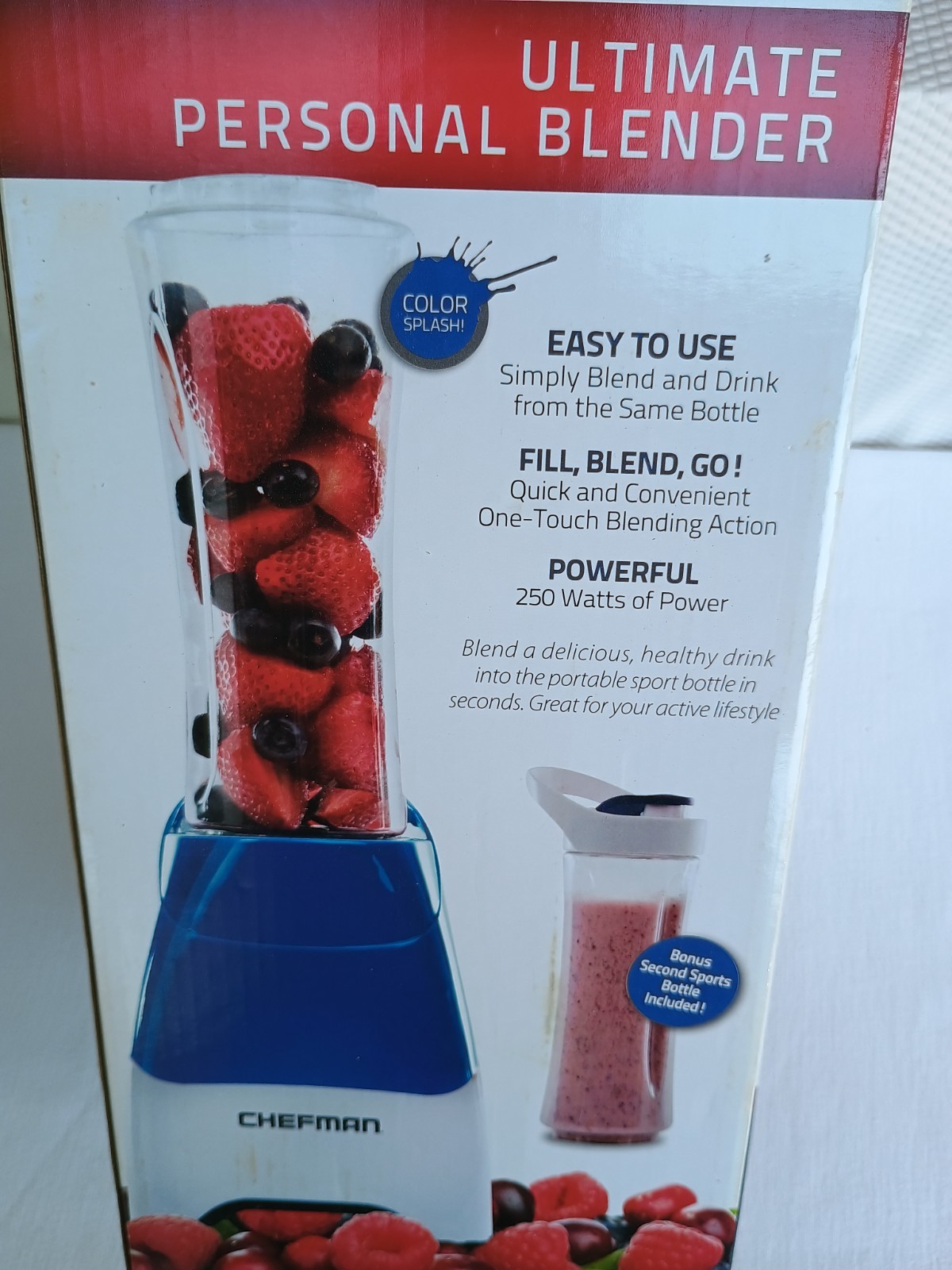 CHEFMAN Ultimate Personal Blender Model R18J-BLUE New