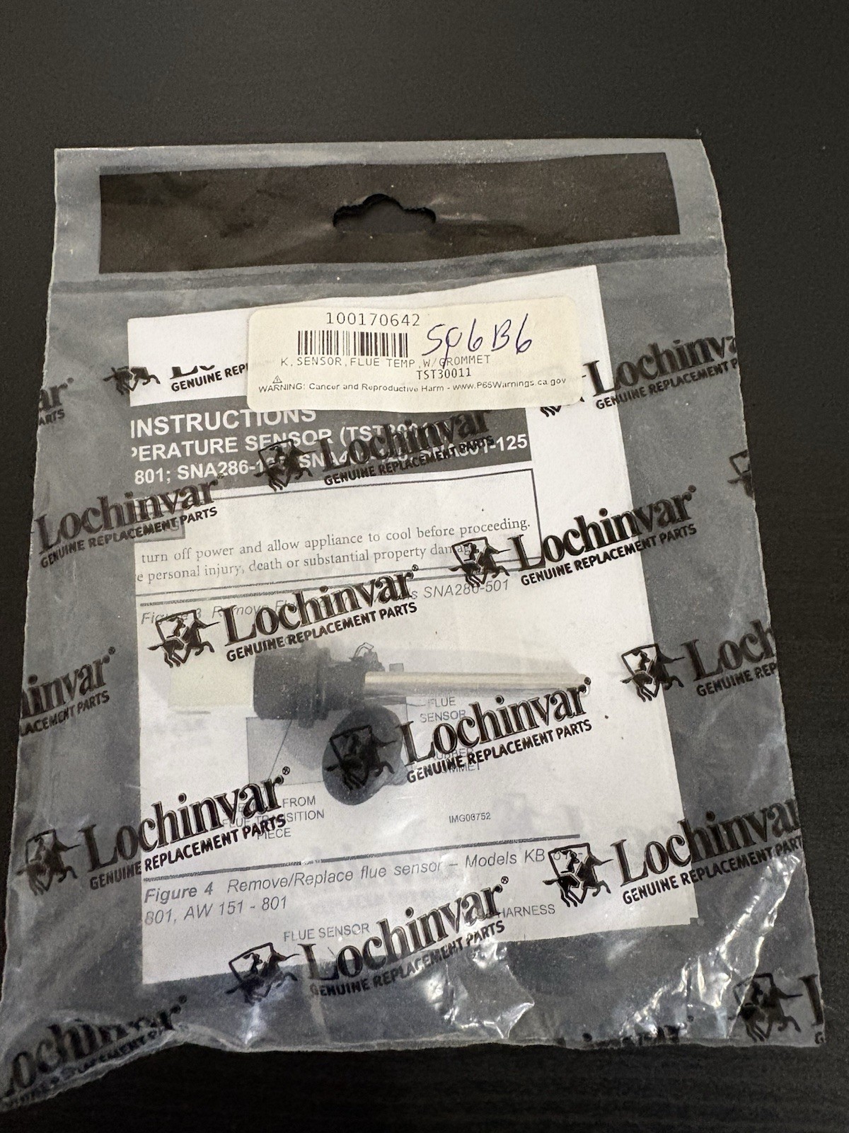 Lochinvar Flue Sensor With Grommet 100170642 / TST30011