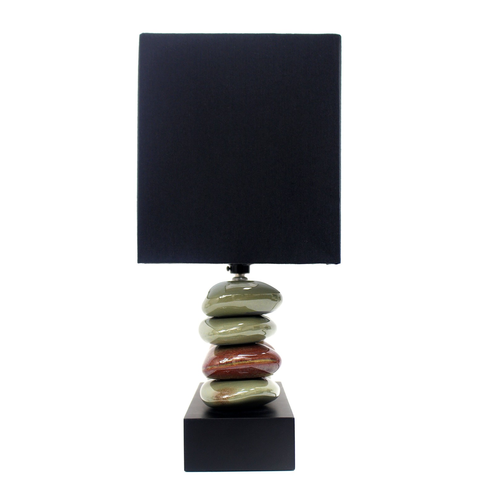 LT1036-BLK Rectangular Dual Stacked Stone Ceramic Table Lamp, Black