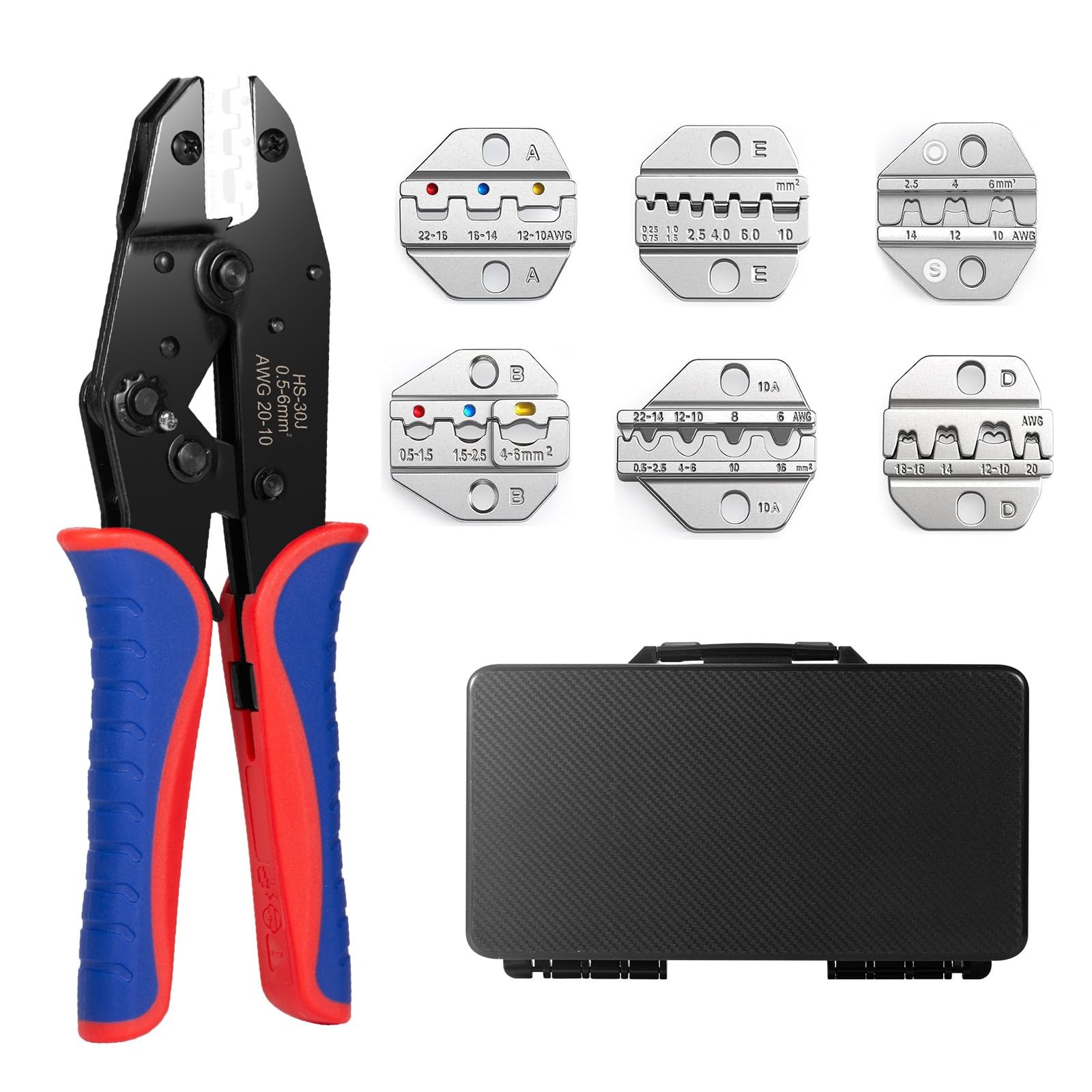 6 PCS Crimping Tool Ratchet Wire Set Heat Shrink Insulated NonInsulated