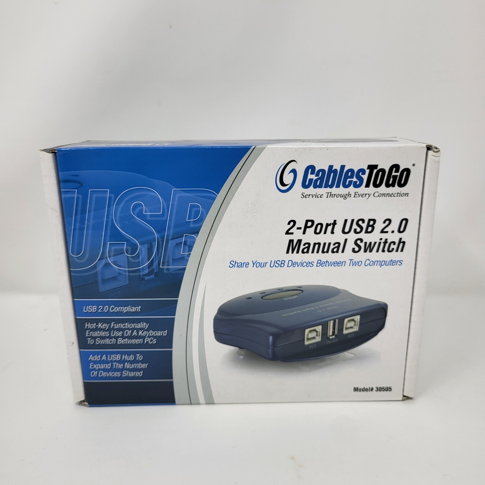 Manual Switch 2.0 New Cables to go 2-Port USB  #30505- OPEN BOX