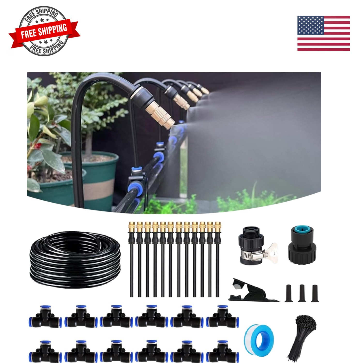 50FT Drip Irrigation Kit, Automatic Garden Watering System with Tool-Free Qui...