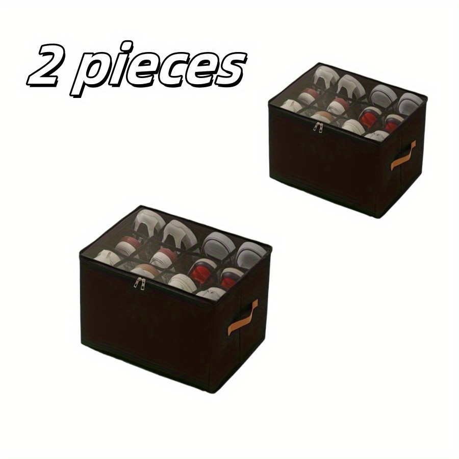 2PC Oxford Fabric Shoe Storage Organizer for 12 Pairs,Zippered Dustproof Closure