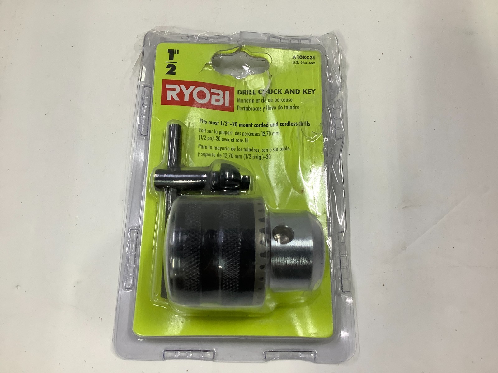 Ryobi A10KC31 1/2 Inch Drill Chuck For Corded Or Cordless Drills with Key