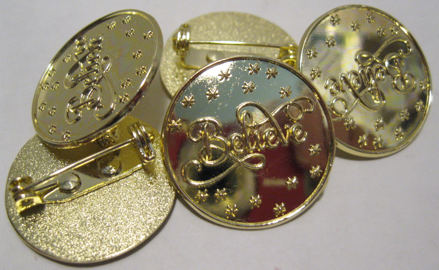 Gold 1" Lapel Pin, With Safty Pin Back