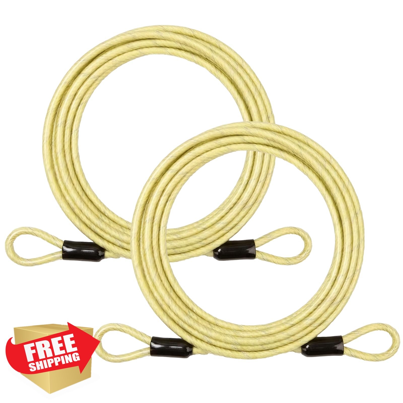 J-TECH DYNAMICS Yellow-green 2pk-7FT Security Cable Lock