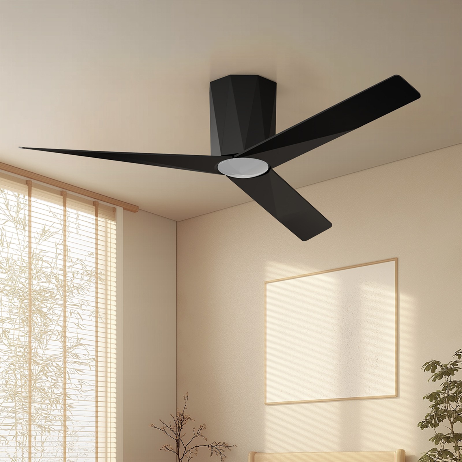 Ceiling Fans with Dimmable Led Lights,52" Flush Mount Ceiling Fan Remote Control