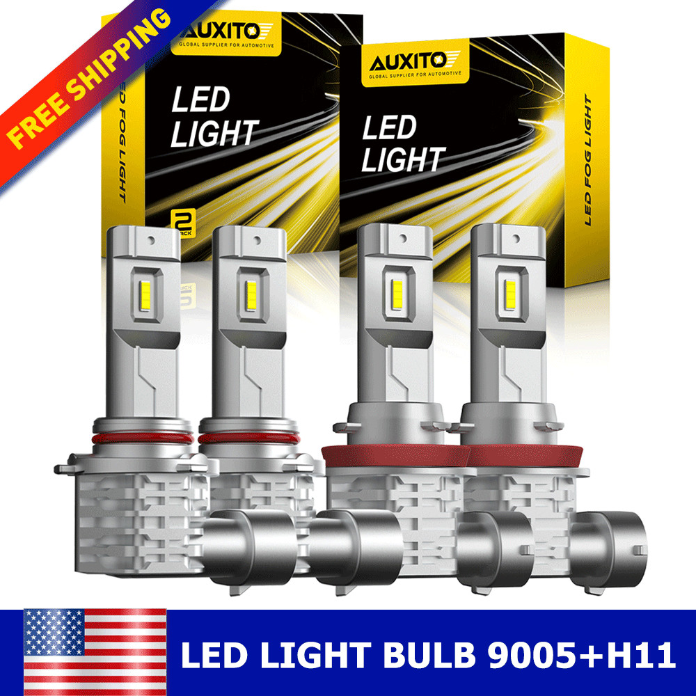 9005 + H11 LED Headlight KIT Combo Bulbs 6500K High+Low Beam Super Bright White