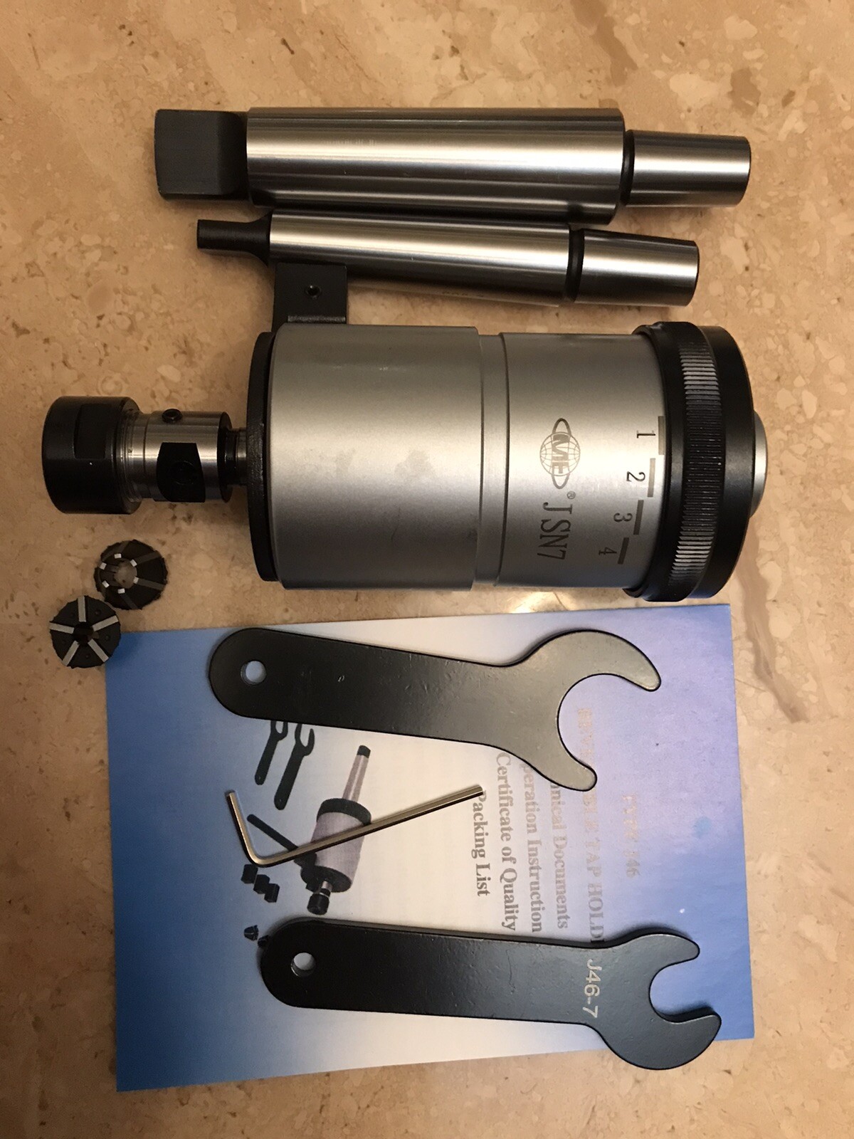 0-1/4” M2-M7 Reversible Tapping Head, Tap Cuck, w. Arbors,Collets #TH-YSN-7
