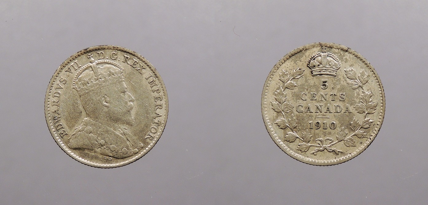 CANADA 1910 Pointed leaves 5 Cents Edward VII #WC108323