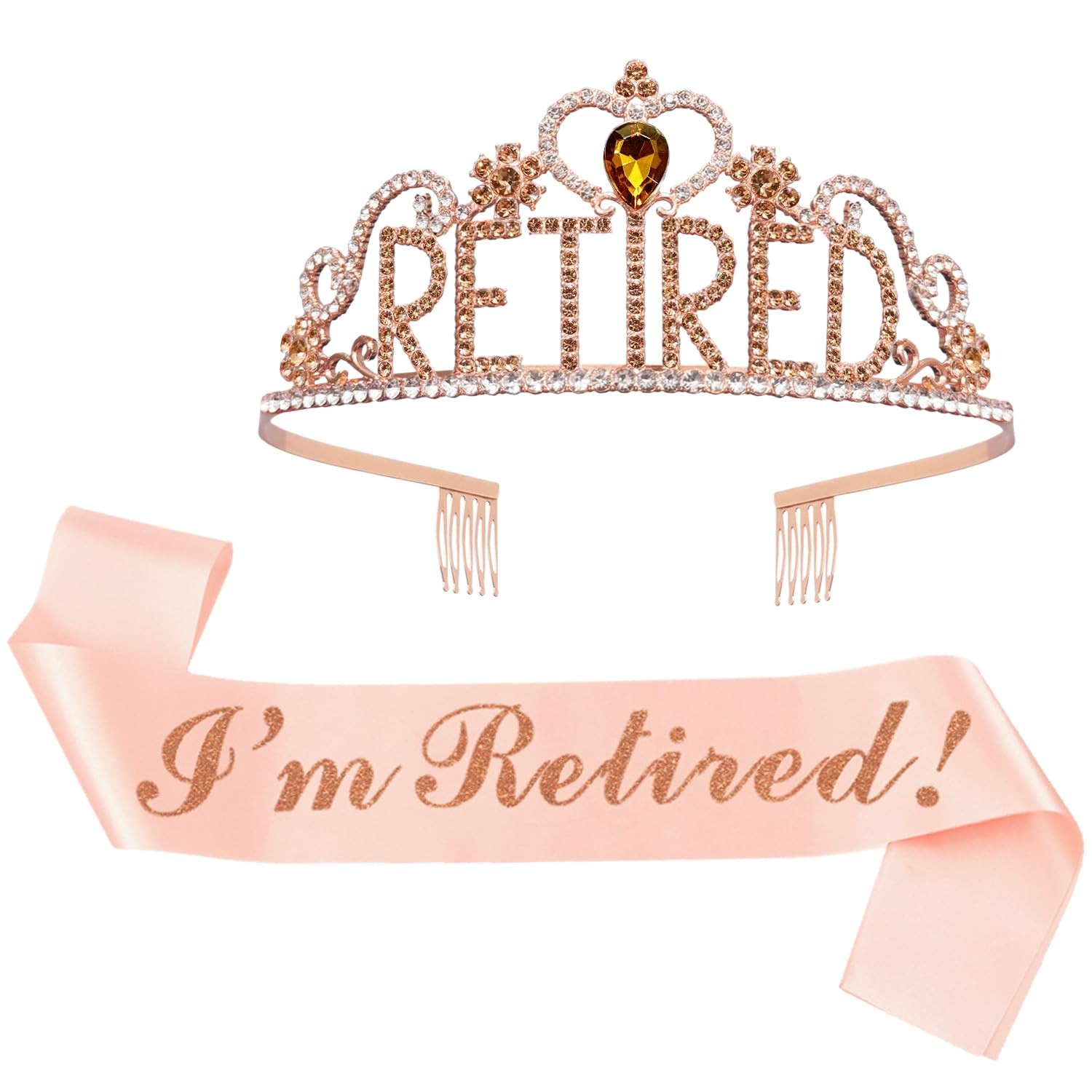 JETKONG Retirement Party Decorations Retired Tiara/Crown, Retired Sash for Wo...